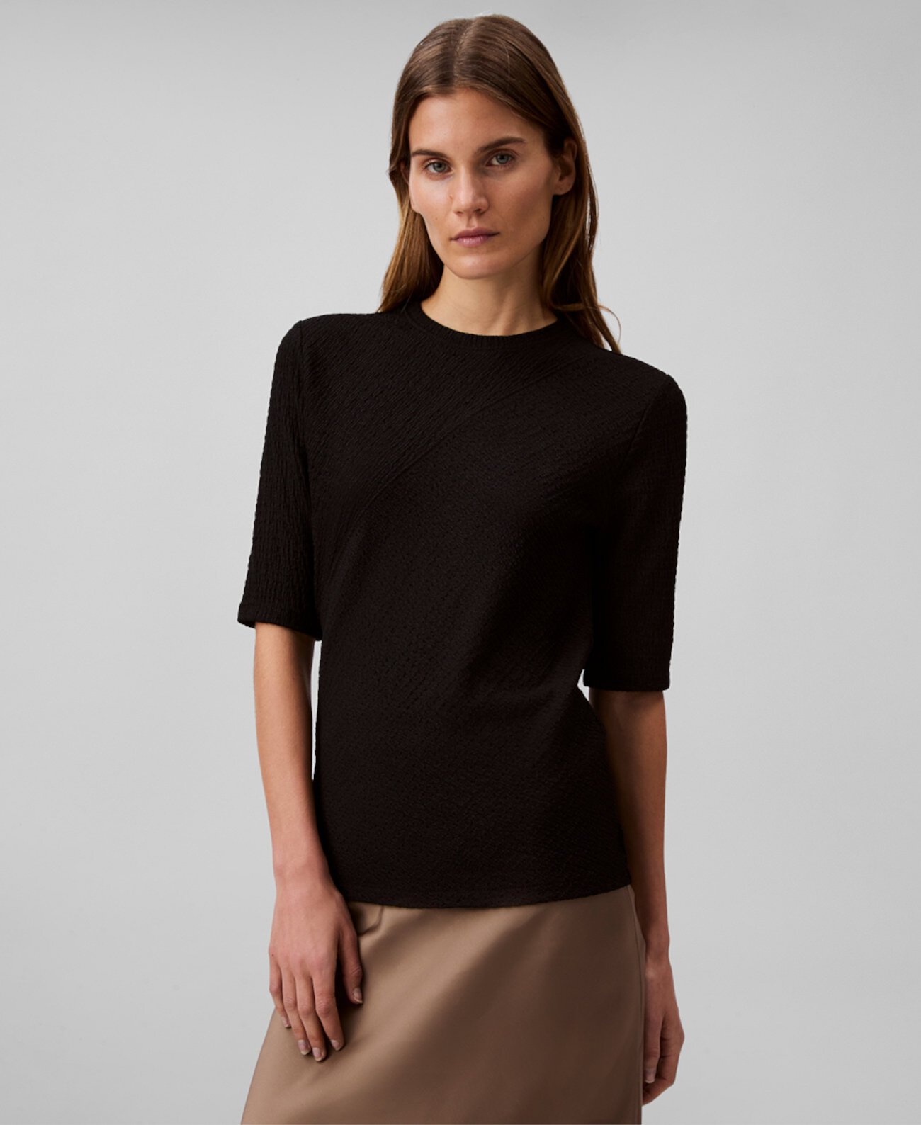 Women's Textured-Knit 3/4-Sleeve Top Calvin Klein