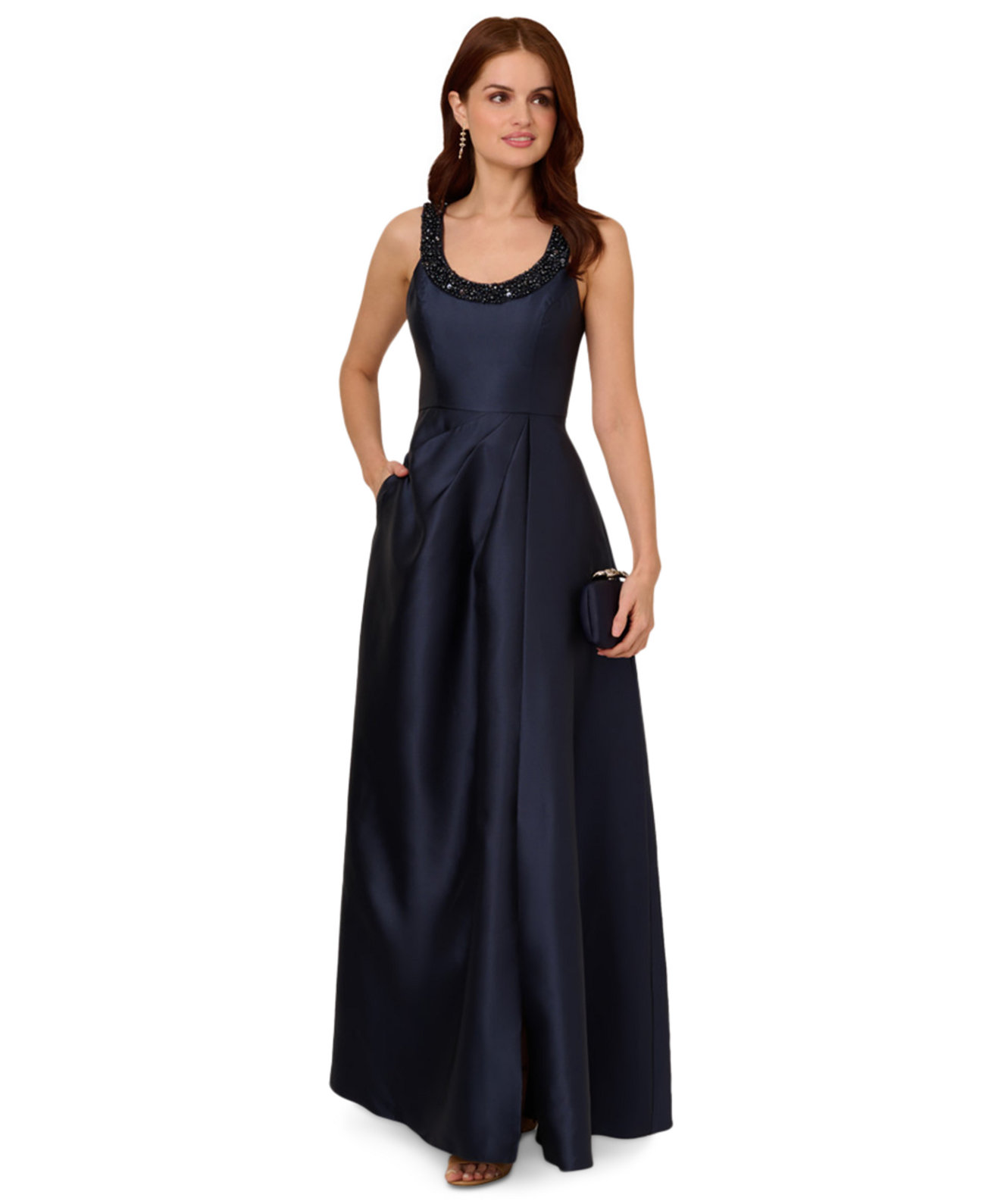 Women's Embellished-Neck Sleeveless Gown Adrianna Papell