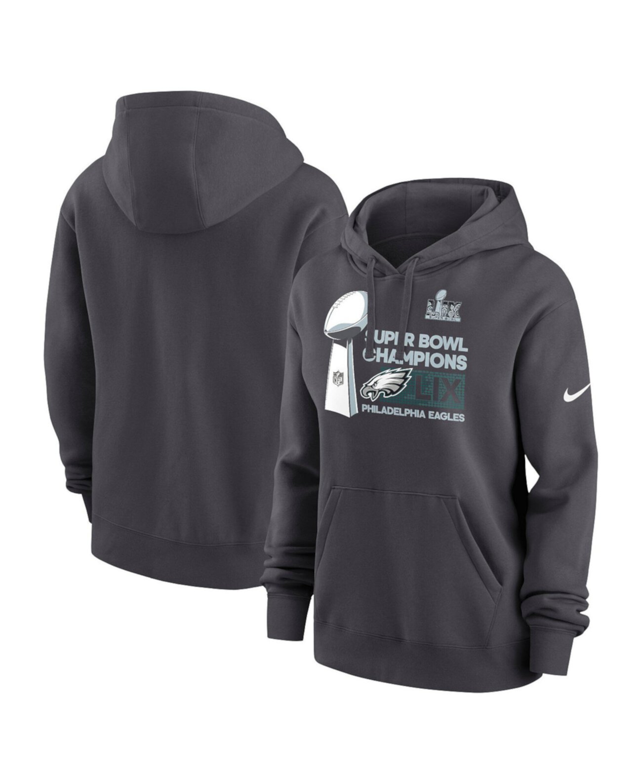 Women's Anthracite Philadelphia Eagles Super Bowl LIX Champions Locker Room Trophy Collection Pullover Hoodie Nike