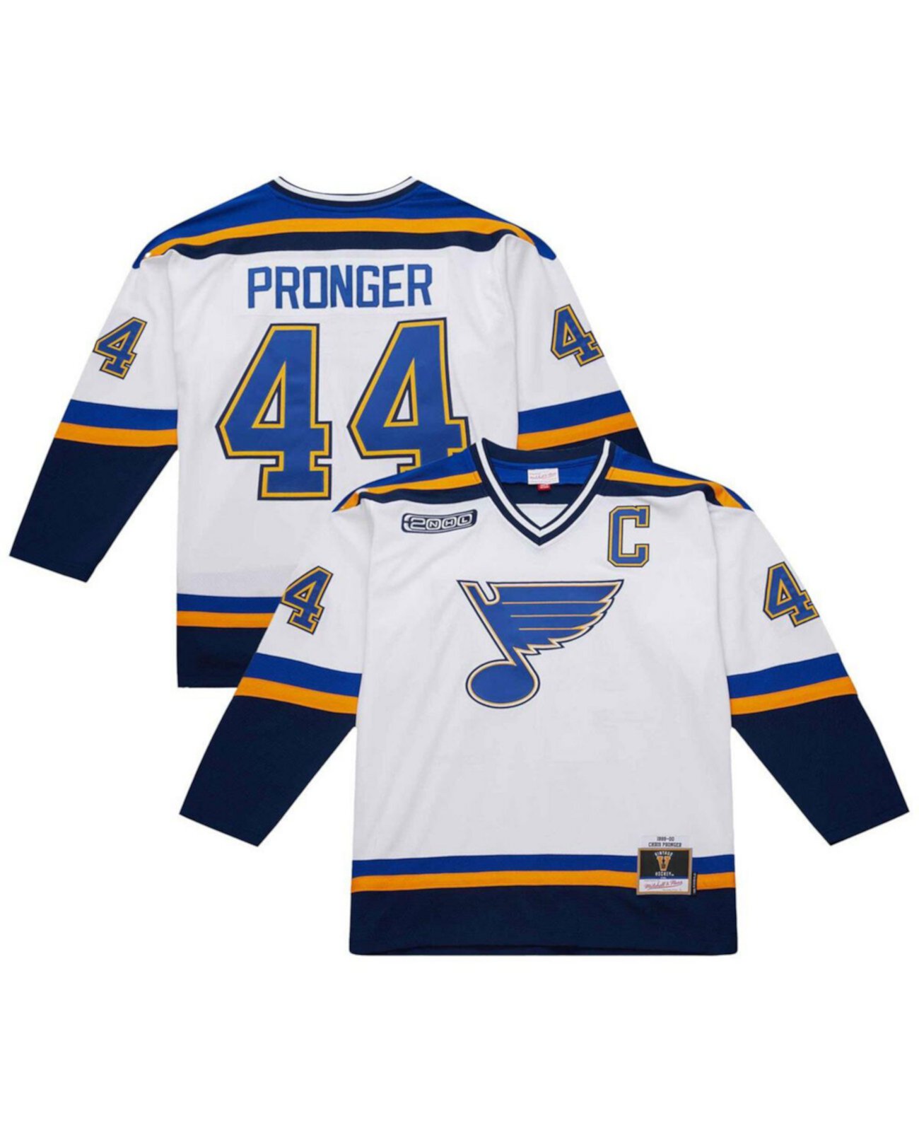 Мужская белая лонгслив Chris Pronger в стиле Power Play сезона 1999-2000 команды St. Louis Blues Mitchell & Ness