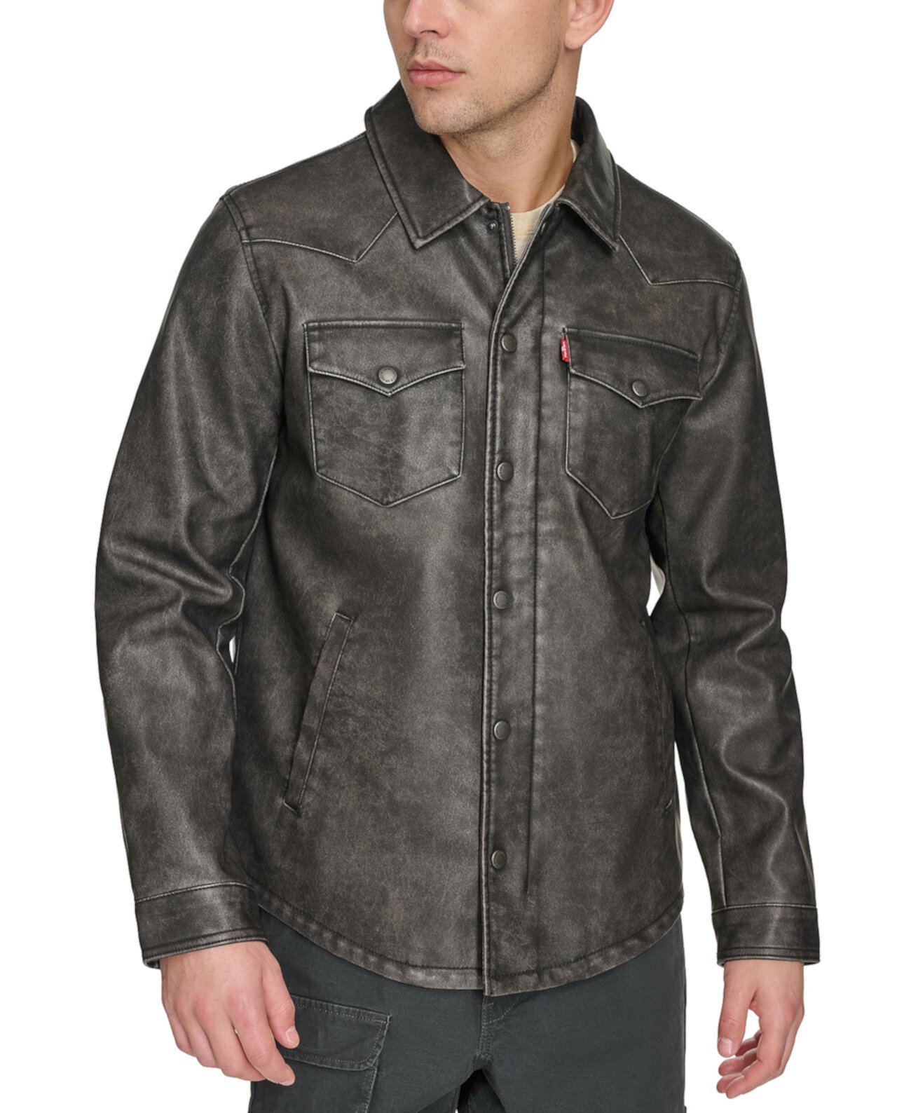 Men's Full-Zip Faux-Leather Western Shirt Jacket Levi's®