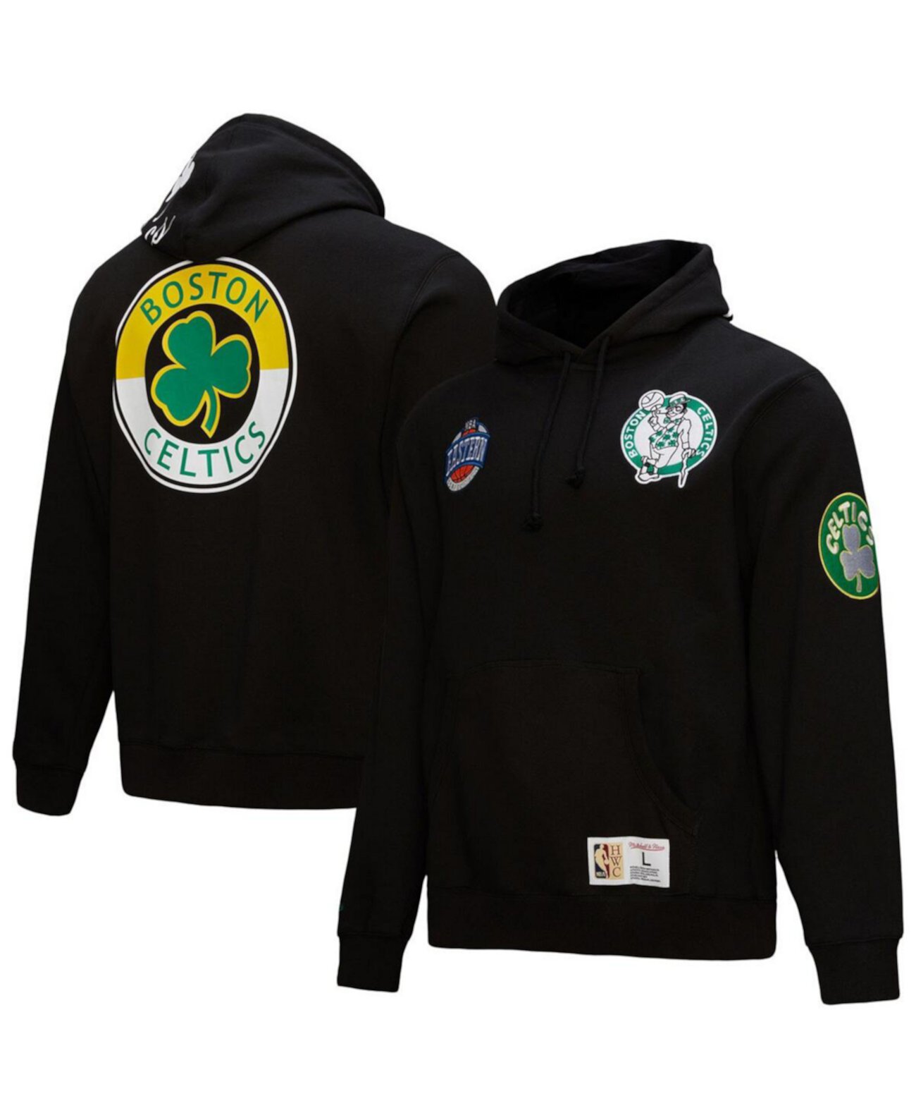 Men's Black Boston Celtics Hardwood Classics Blackout Collection Pullover Hoodie Mitchell & Ness