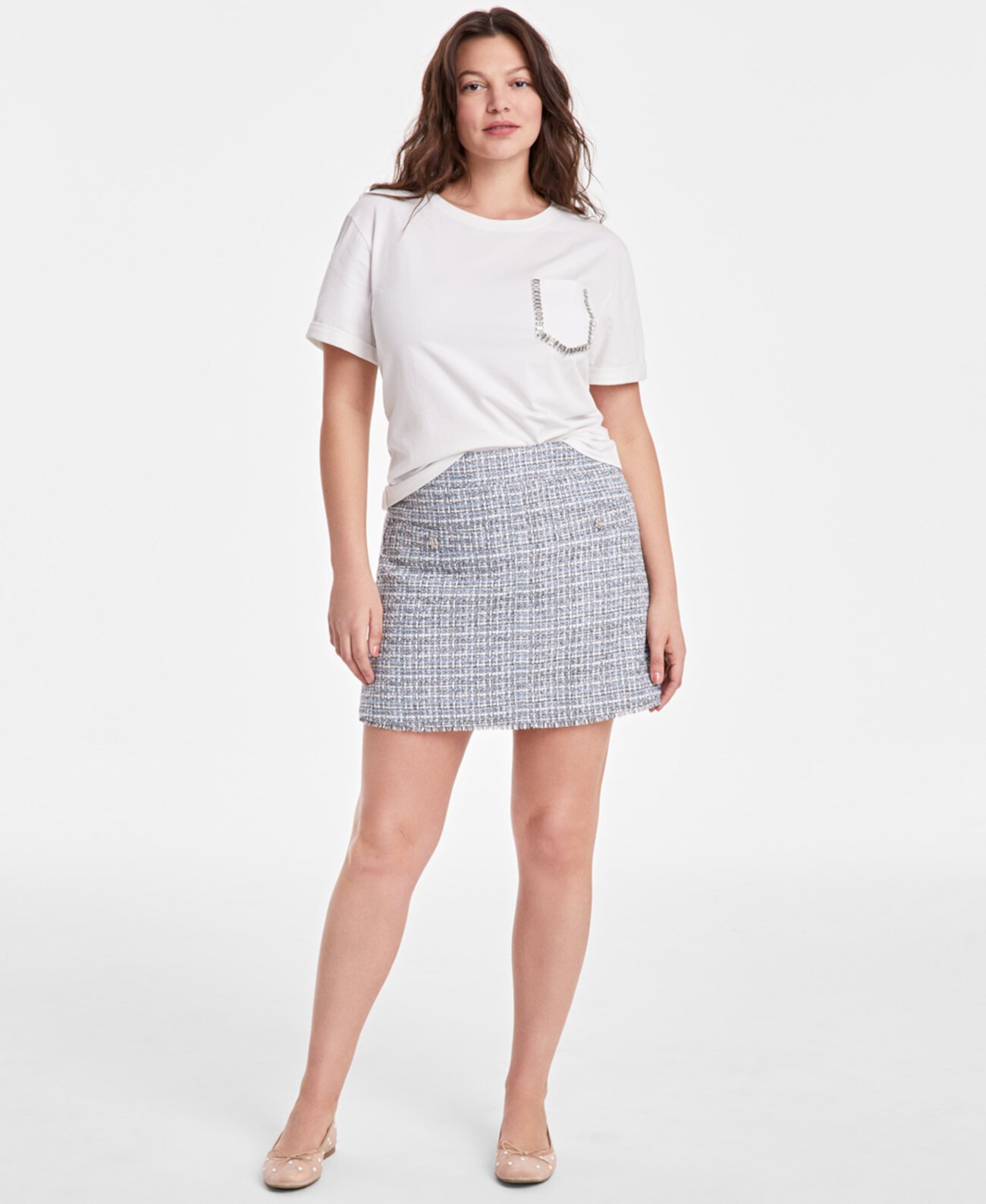 Women's Metallic-Tweed Mini Skirt, Exclusively at Macy's On 34th