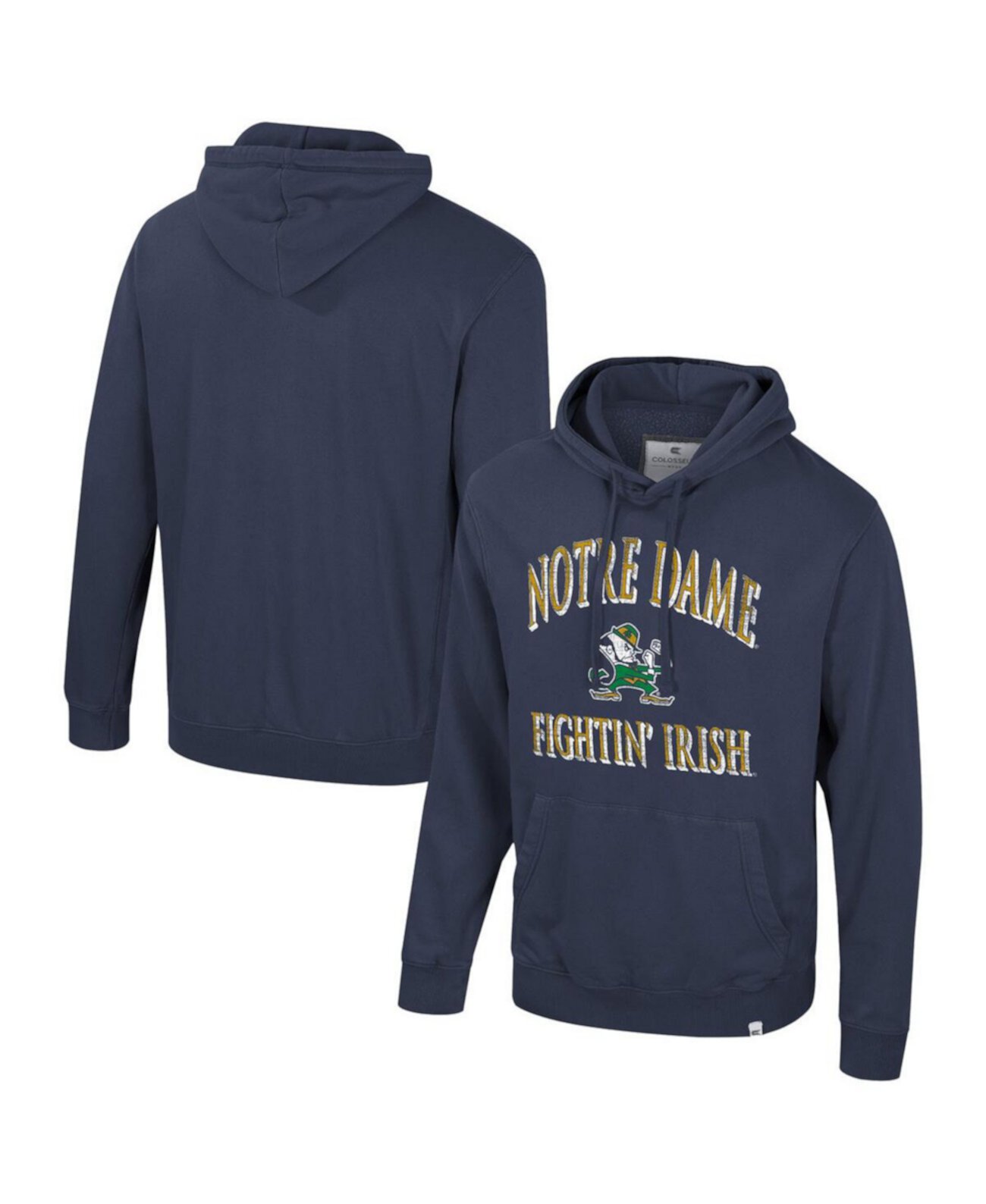 Men's Navy Notre Dame Fighting Irish Big Tall Cap E-Tan Pullover Hoodie Colosseum