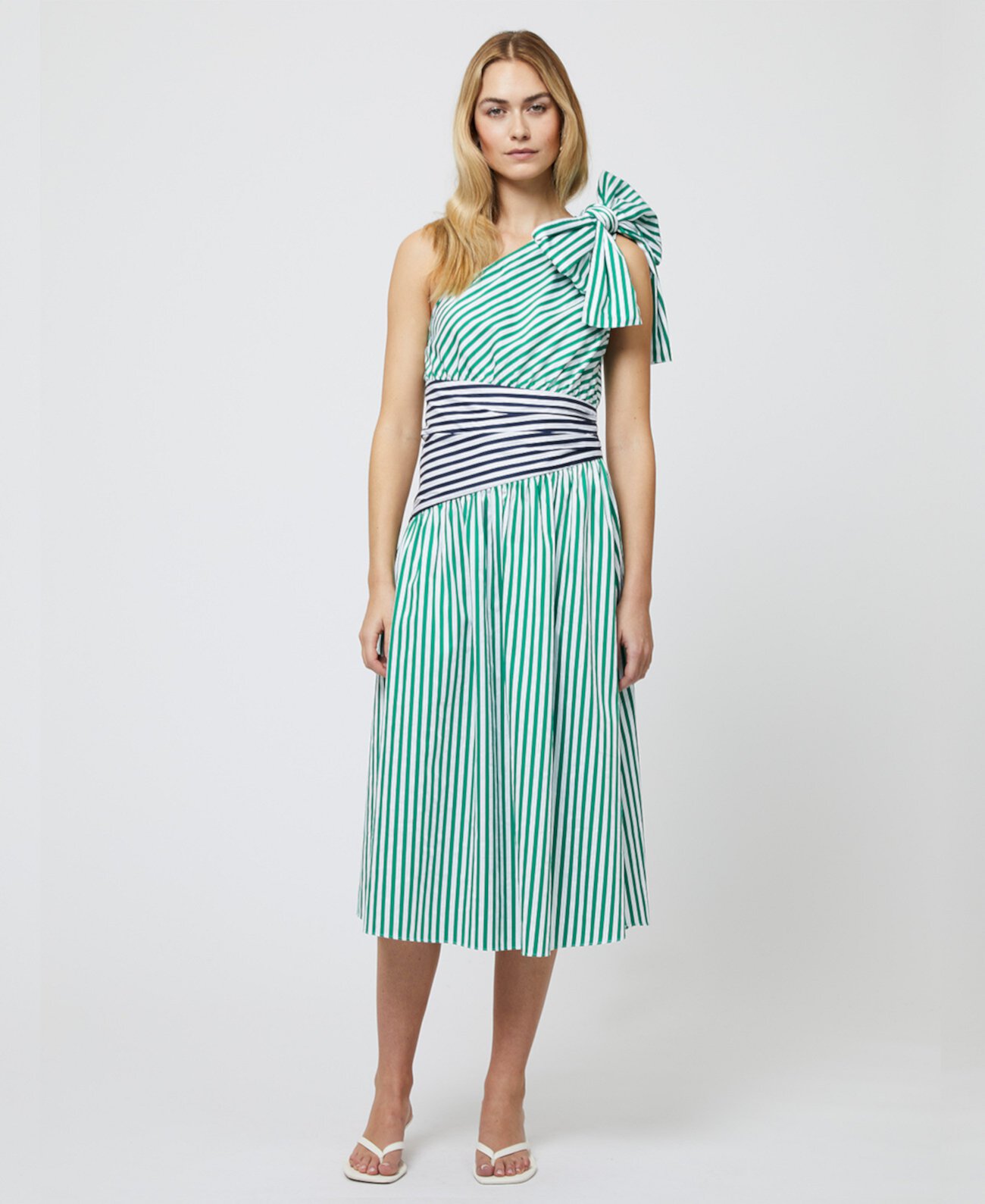 Women's Alexis Cotton One-Shoulder Striped Dress French Connection