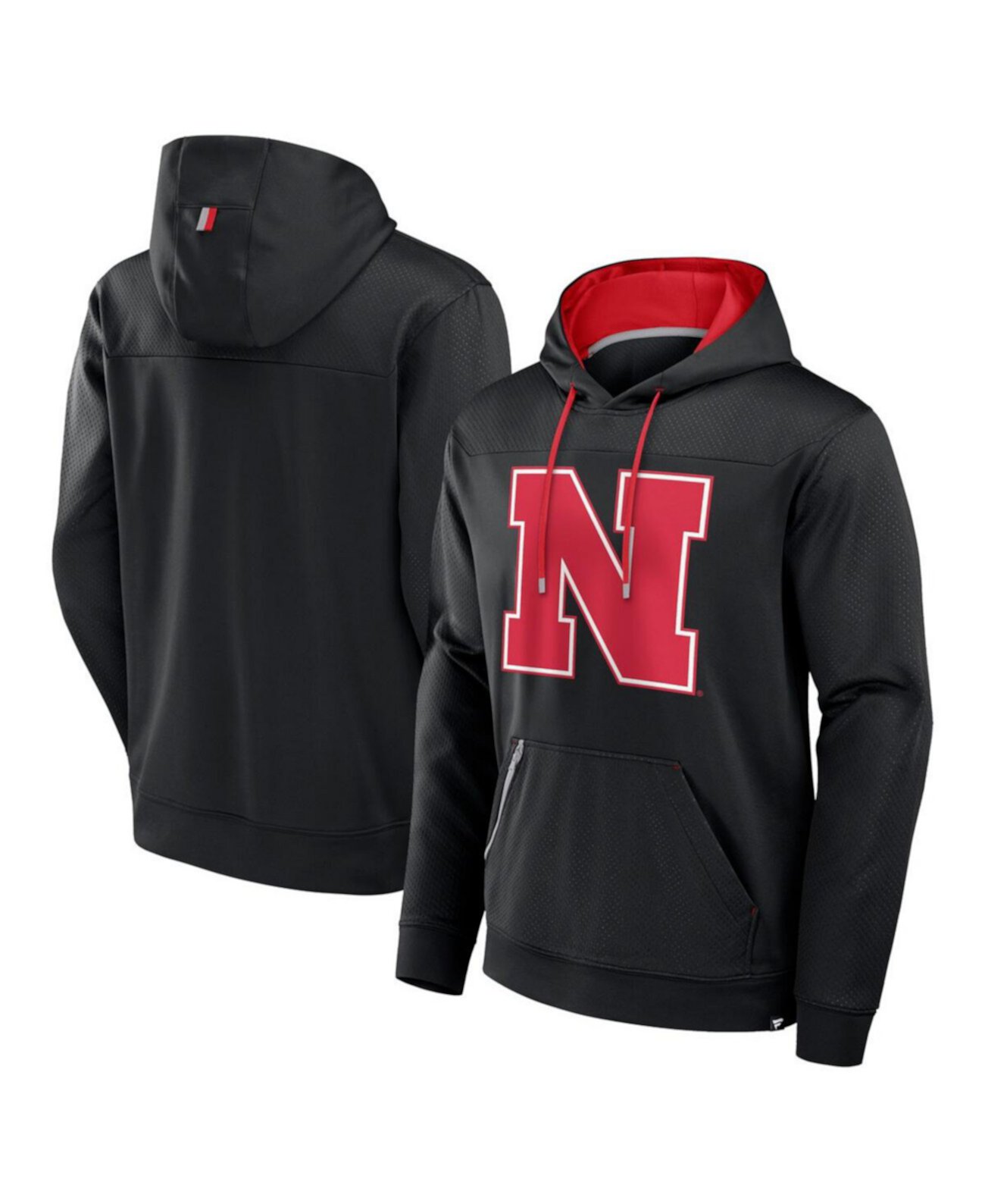 Men's Black Nebraska Huskers Defender Dot Faded Primary Pullover Hoodie Fanatics