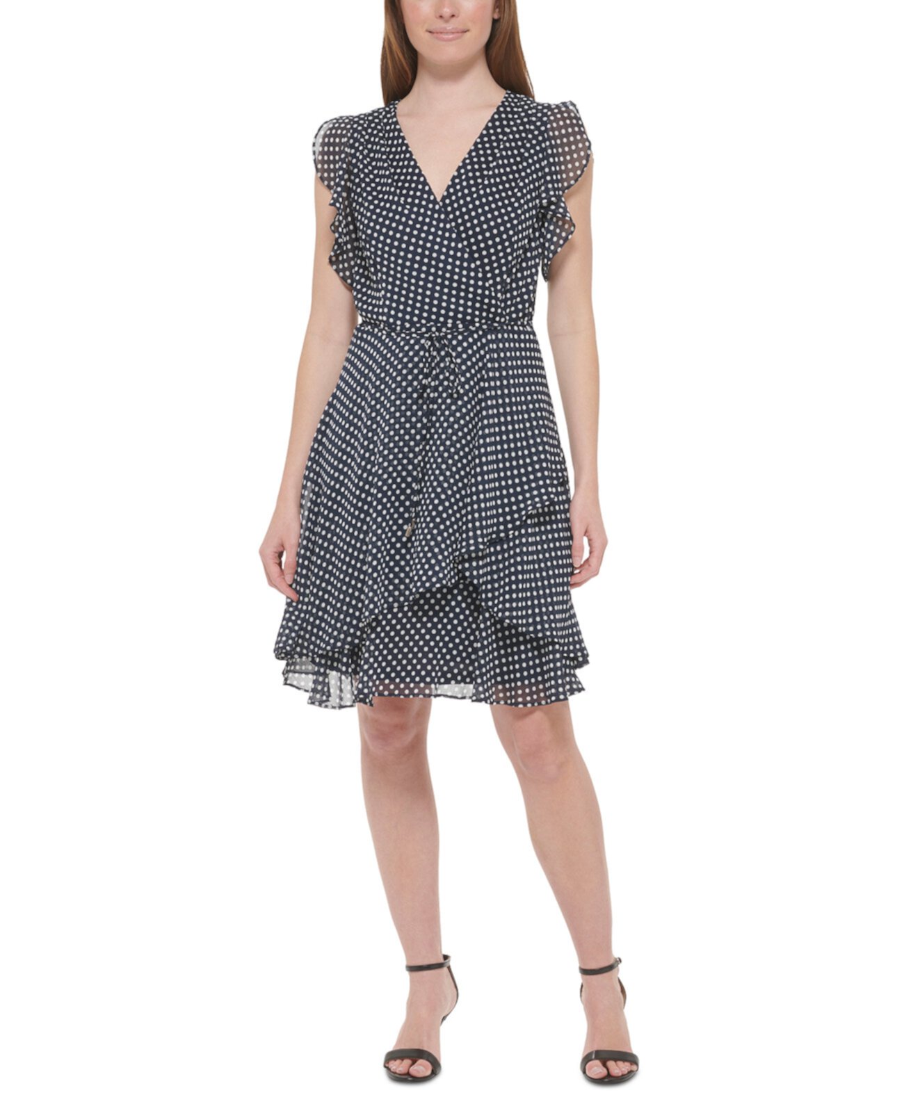 Women's Printed Ruffled Fit & Flare Dress Tommy Hilfiger