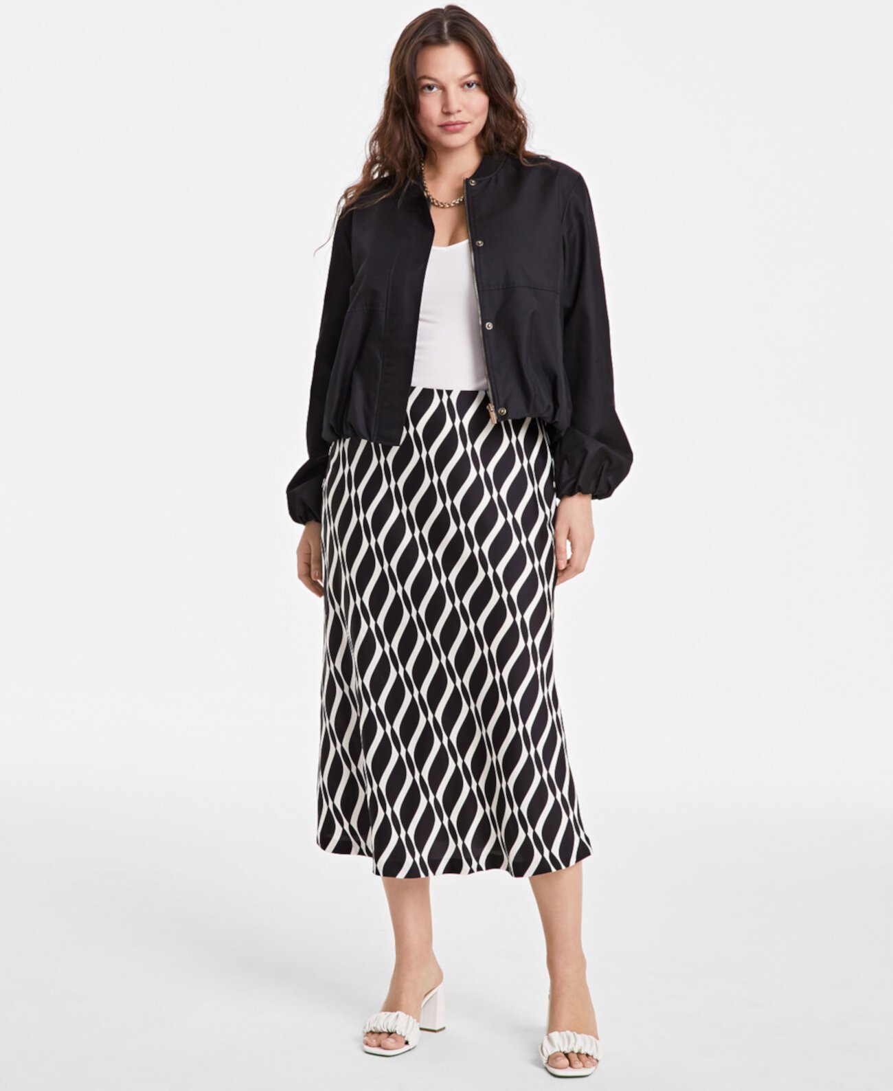 Women's Printed Midi Slip Skirt, Exclusively at Macy's On 34th