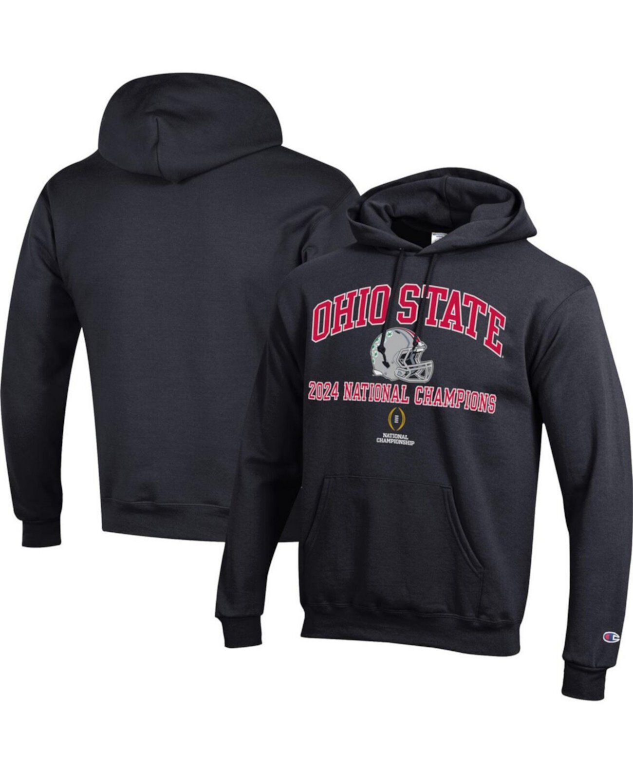 Men's Black Ohio State Buckeyes College Football Playoff 2024 National Champions Helmet Pullover Hoodie Champion