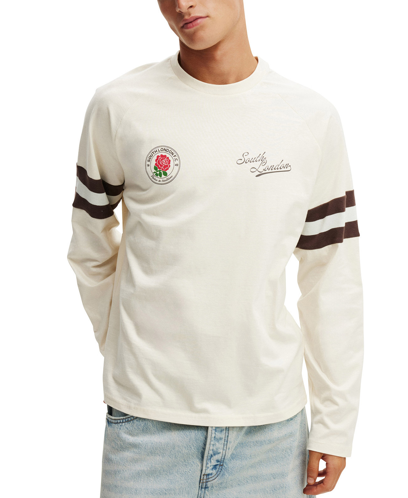 Men's Long Sleeve Soccer T-Shirt Cotton On