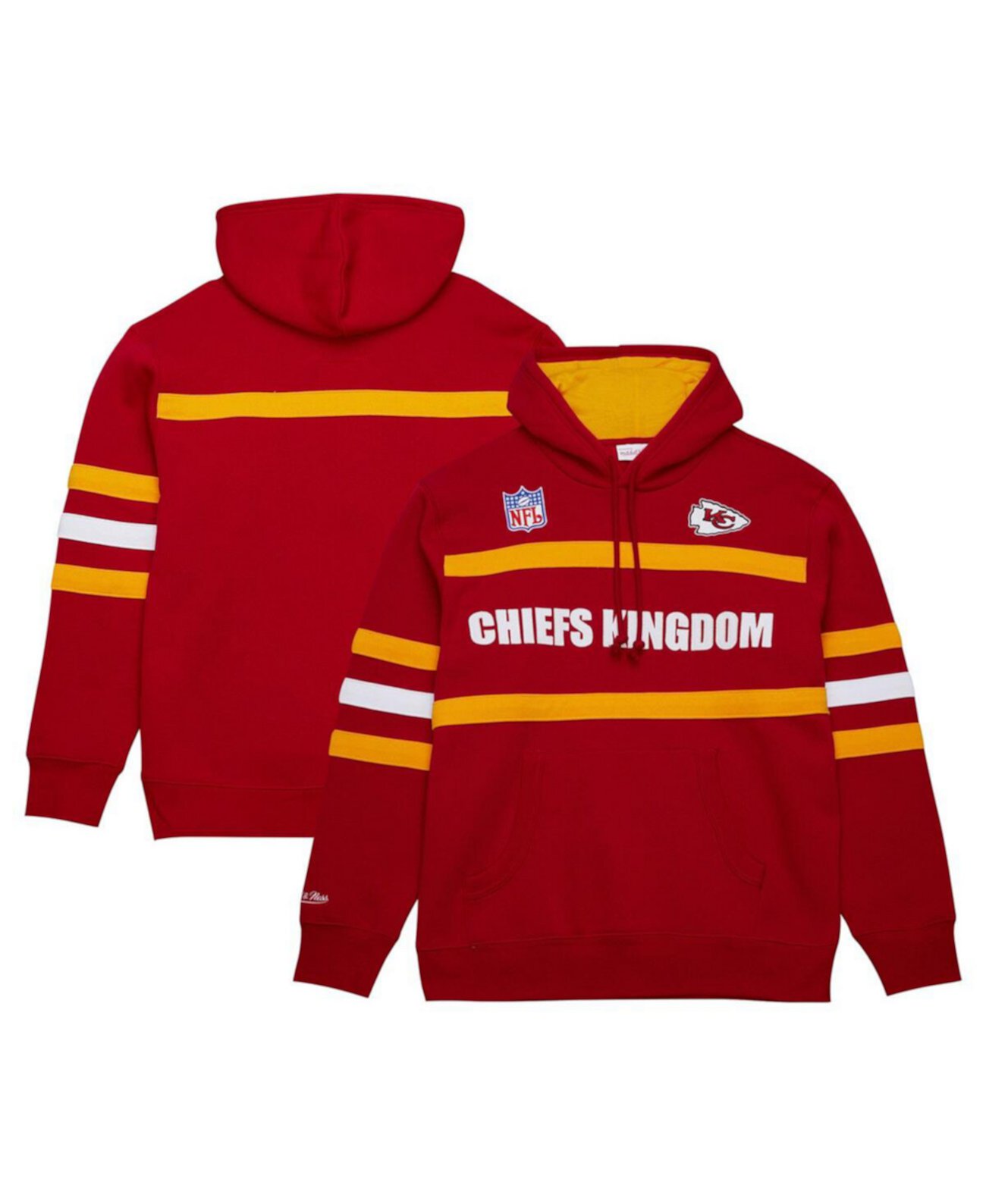 Men's Red Kansas City Chiefs Vintage Logo Head Coach Fleece Pullover Hoodie Mitchell & Ness