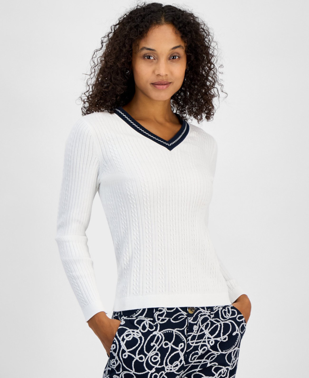 Women's Cable-Knit Cotton Sweater Tommy Hilfiger