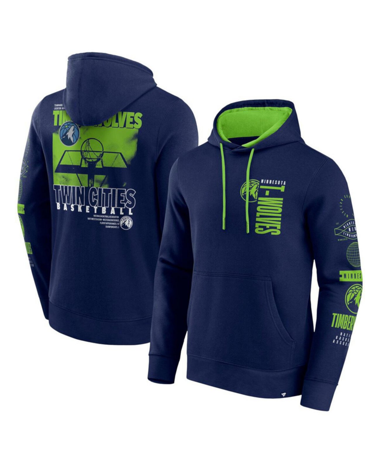 Men's Navy/Green Minnesota Timberwolves Game Time Crossover Pullover Hoodie Fanatics