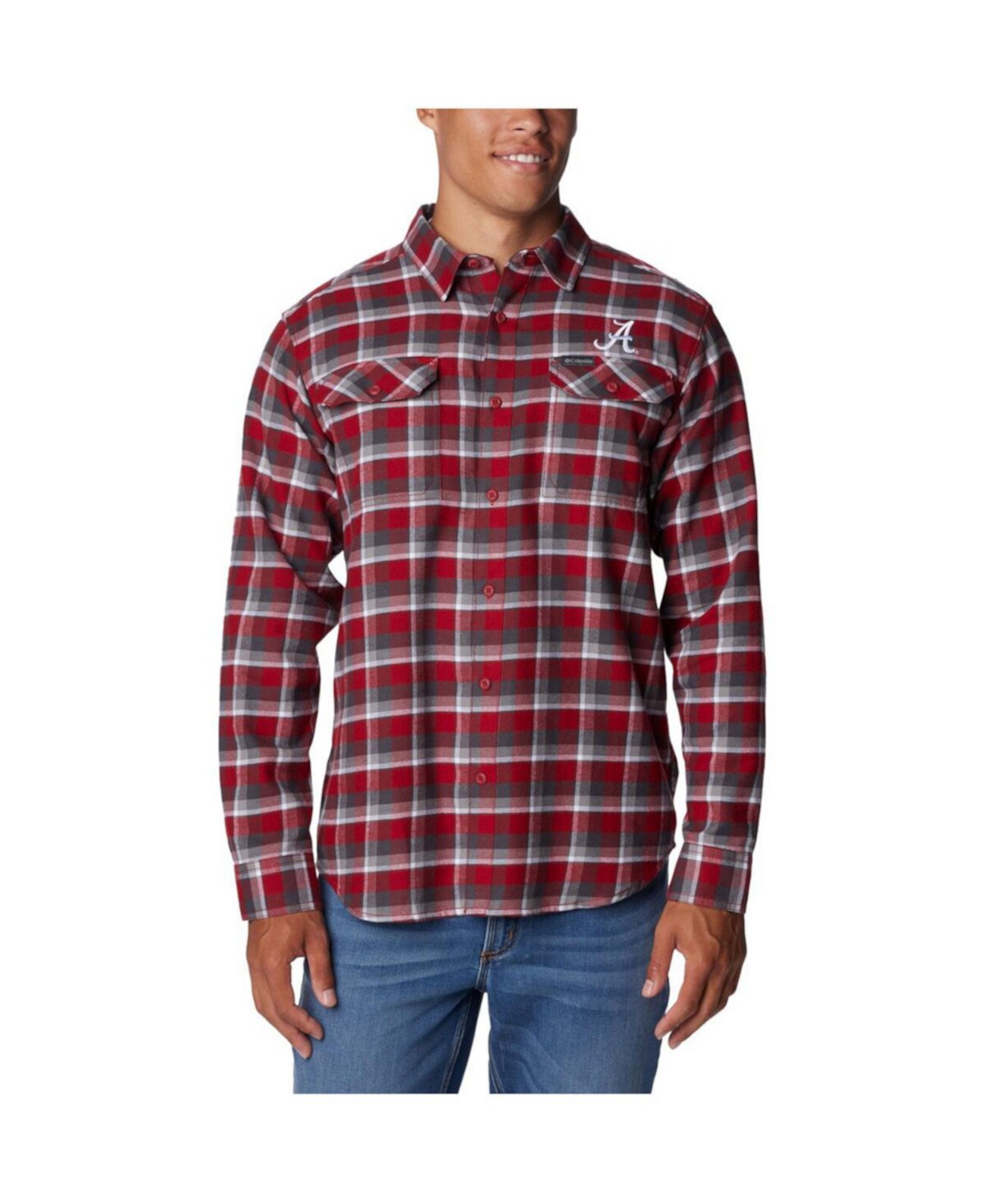 Men's Crimson Alabama Crimson Tide Flare Gun Flannel Long Sleeve Shirt Columbia