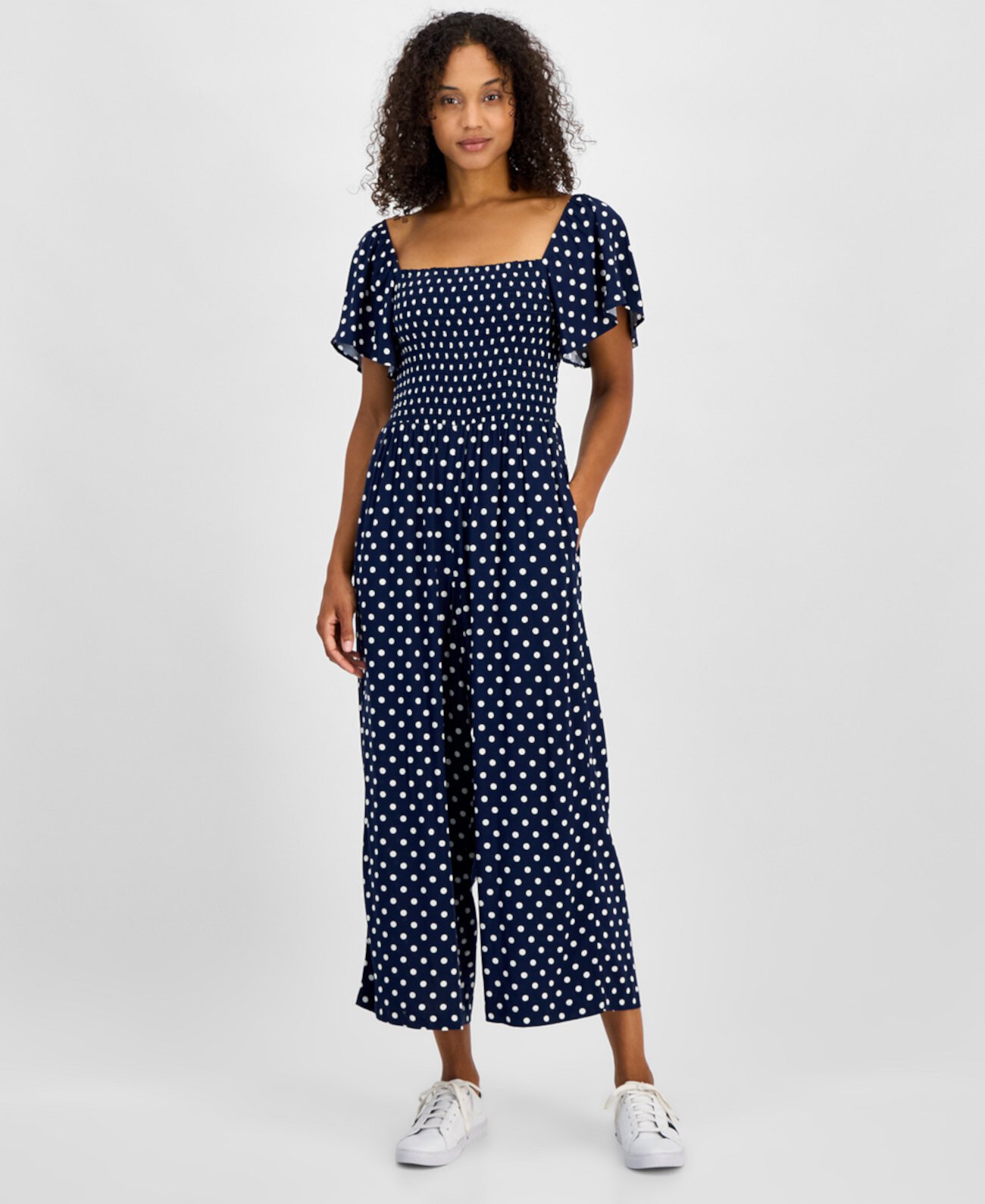 Women's Flutter-Sleeve Polka Dot Jumpsuit Tommy Hilfiger