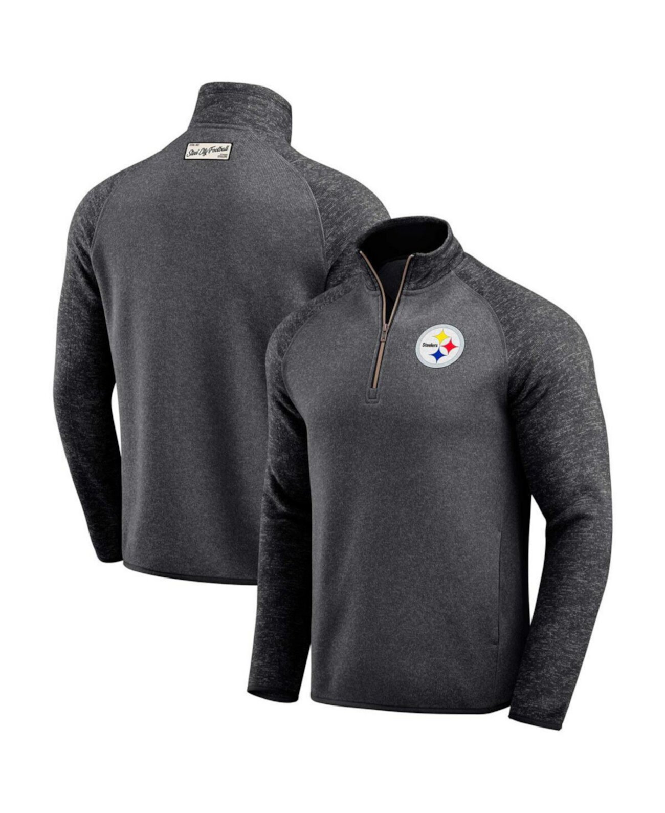 Men's Black Pittsburgh Steelers Tonal Quarter-Zip Jacket Fanatics