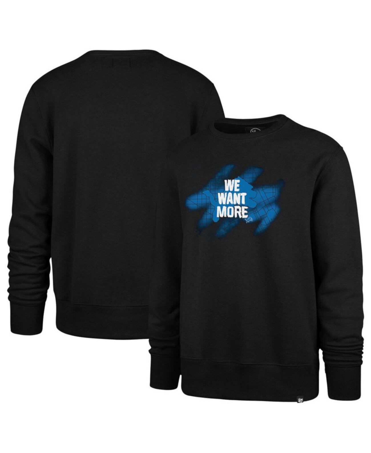 Men's Black Detroit Lions We Want More Headline Pullover Sweatshirt '47 Brand