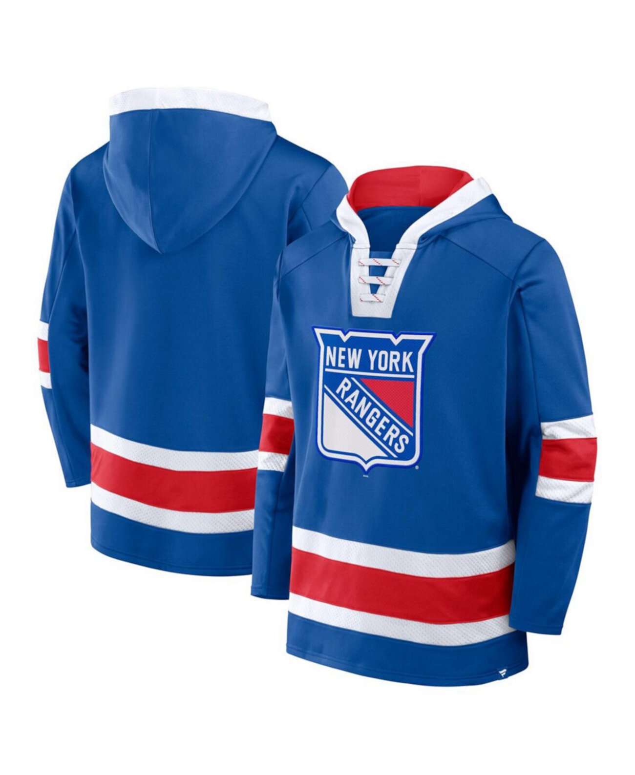 Men's Blue/Red New York Rangers Inside Line Fleece Pullover Hoodie Fanatics