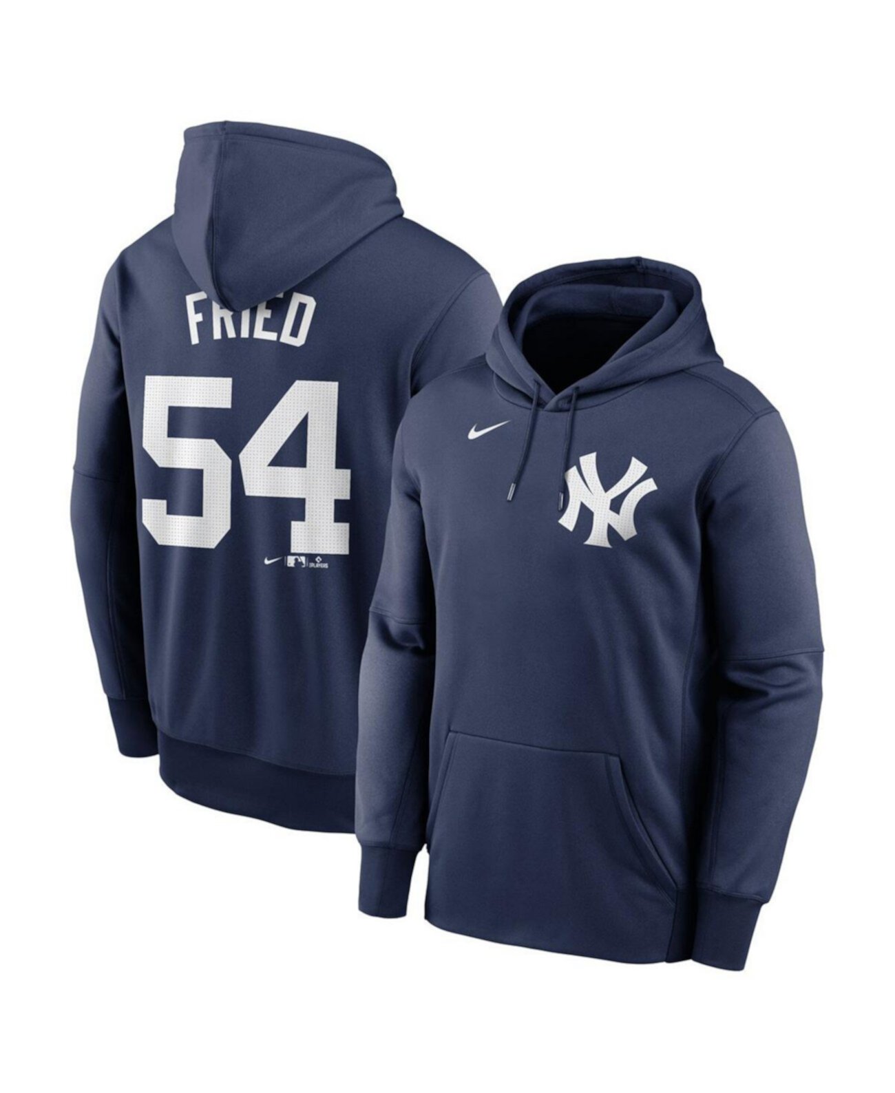 Men's Max Fried Navy New York Yankees Name Number Pullover Hoodie Nike