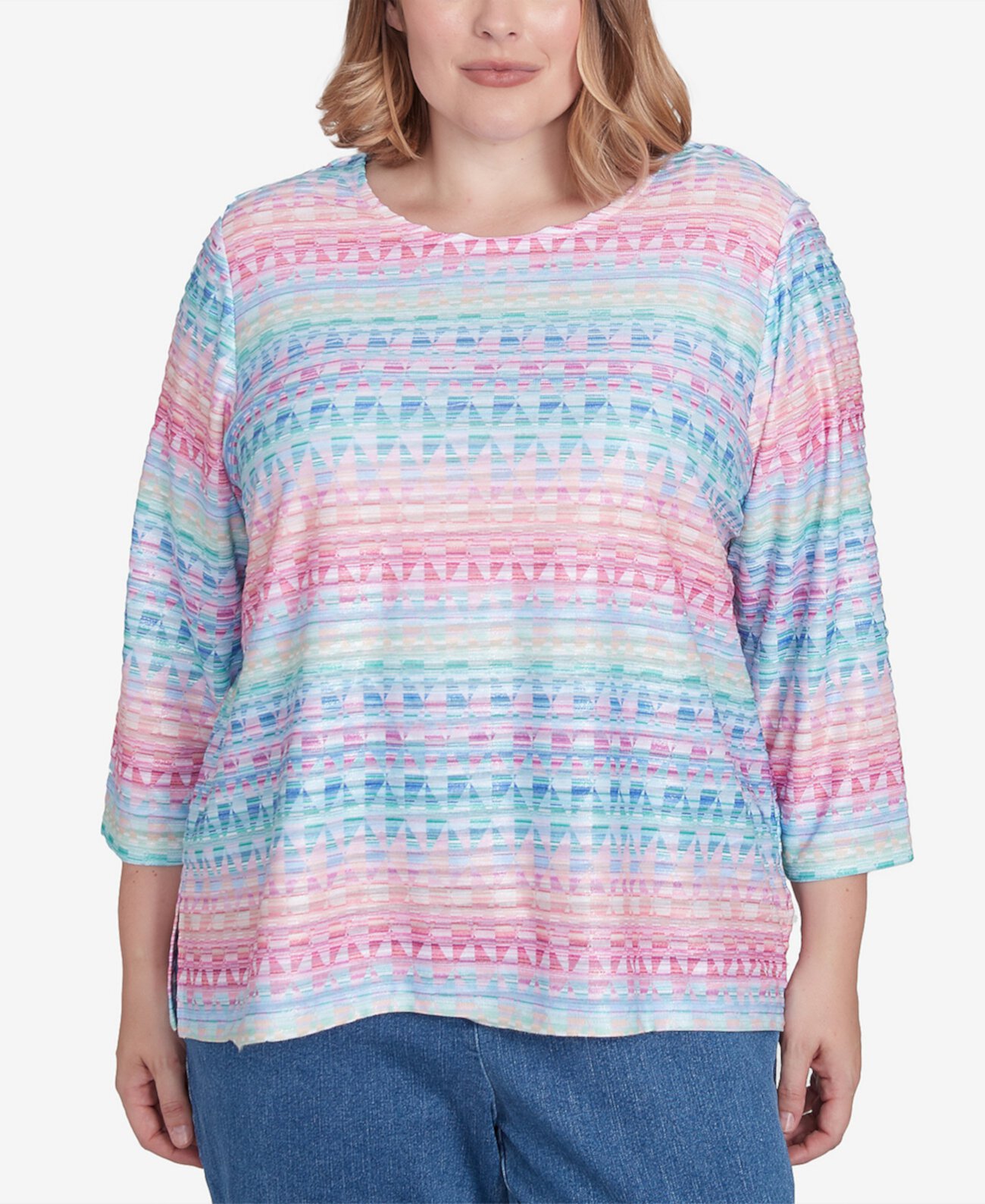 Plus Size Classic Geometric Crew Neck Top Alfred Dunner