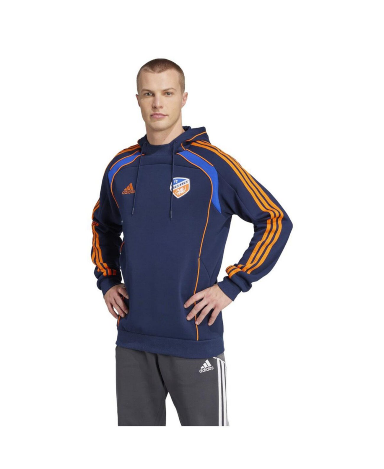 Men's Navy FC Cincinnati 2025 Travel Pullover Hoodie Adidas