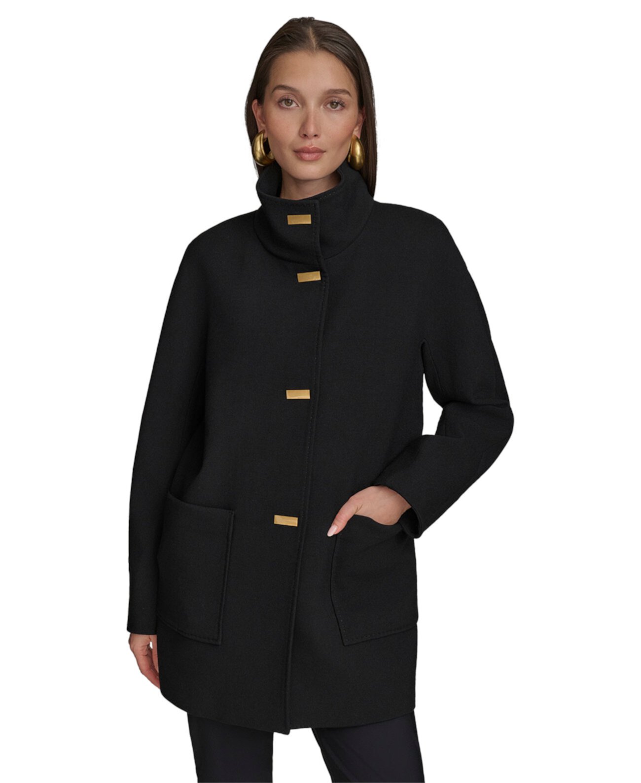 Women's Crepe Stand-Collar Coat Donna Karan New York