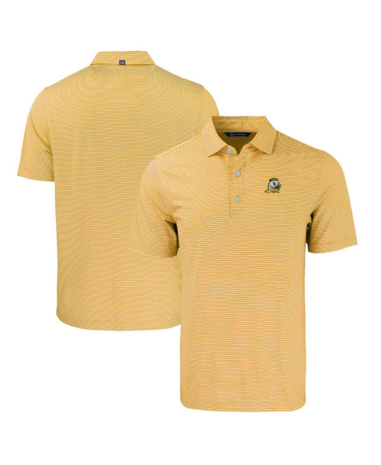 Men's Gold Oregon Ducks Forge Eco Double Stripe Stretch Polo Cutter & Buck