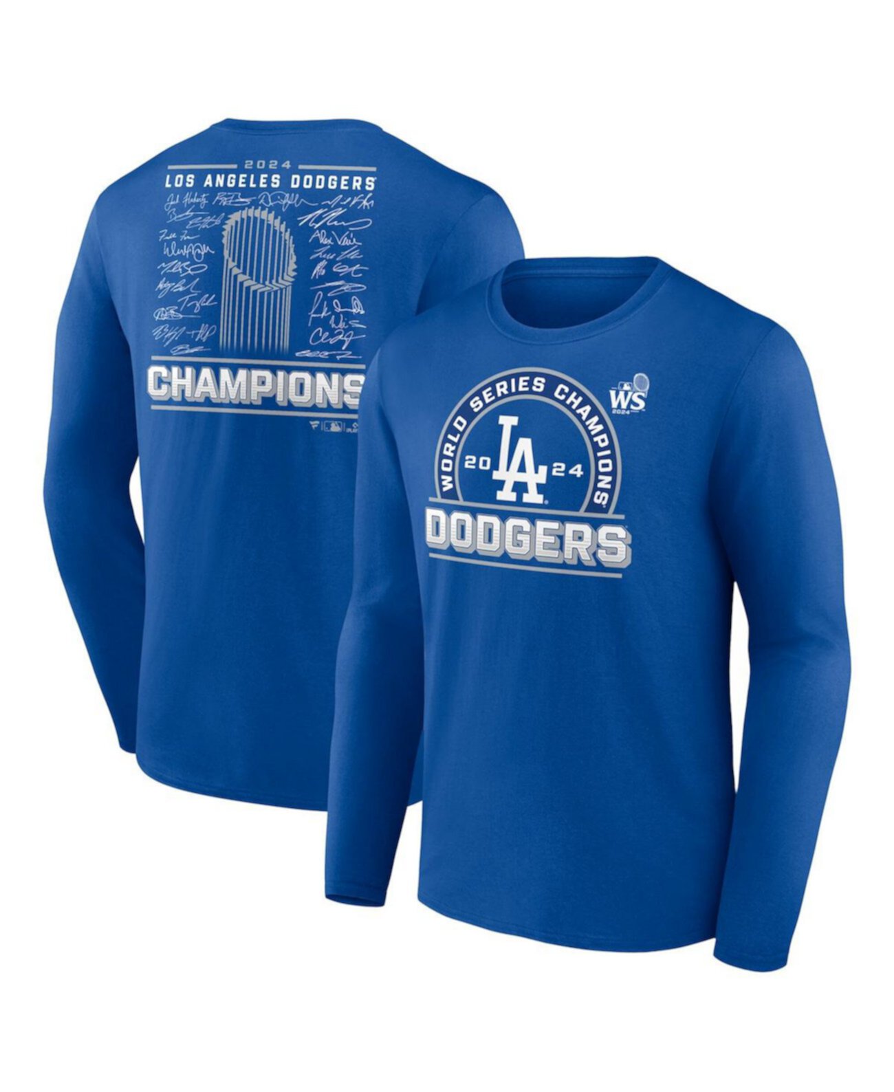 Men's Royal Los Angeles Dodgers 2024 World Series Champions Signature Roster Long Sleeve T-Shirt Fanatics