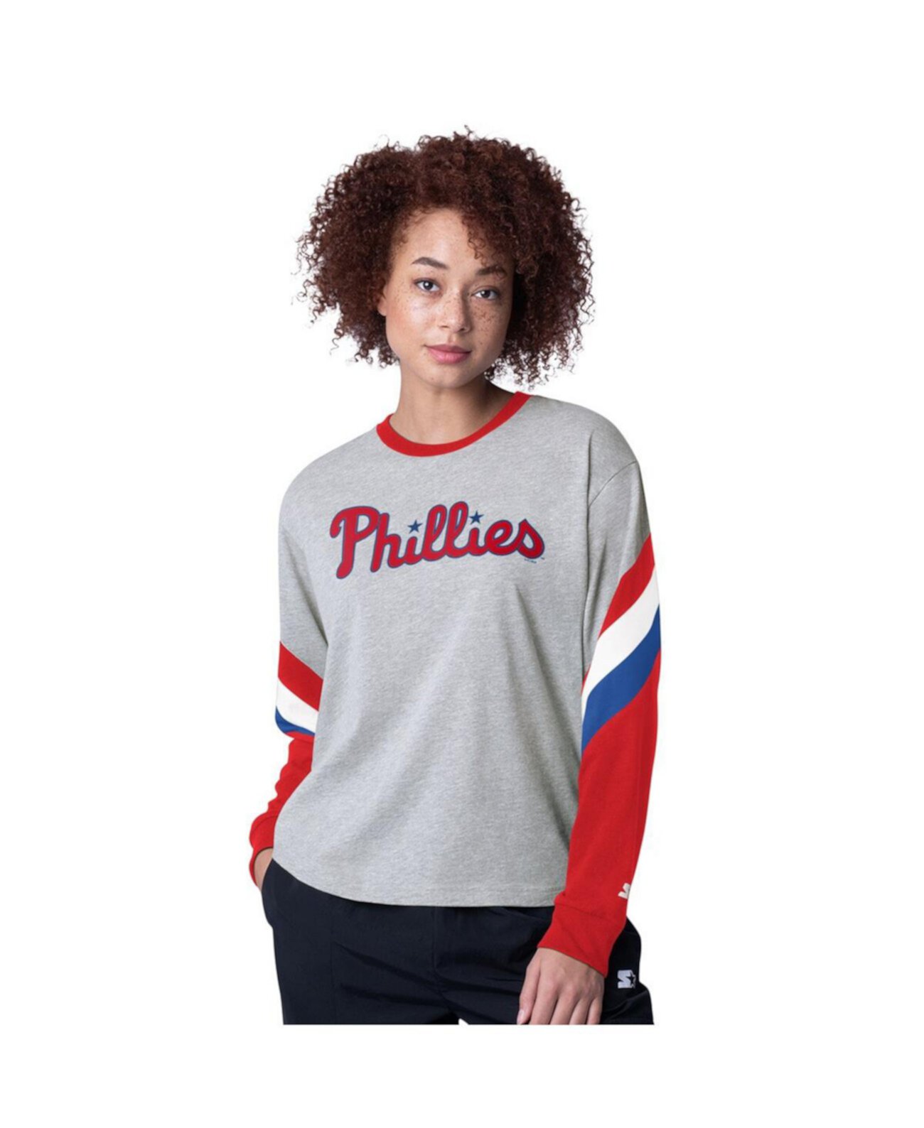 Women's Heather Gray Philadelphia Phillies Triple A Fashion Color Block Long Sleeve Top Starter