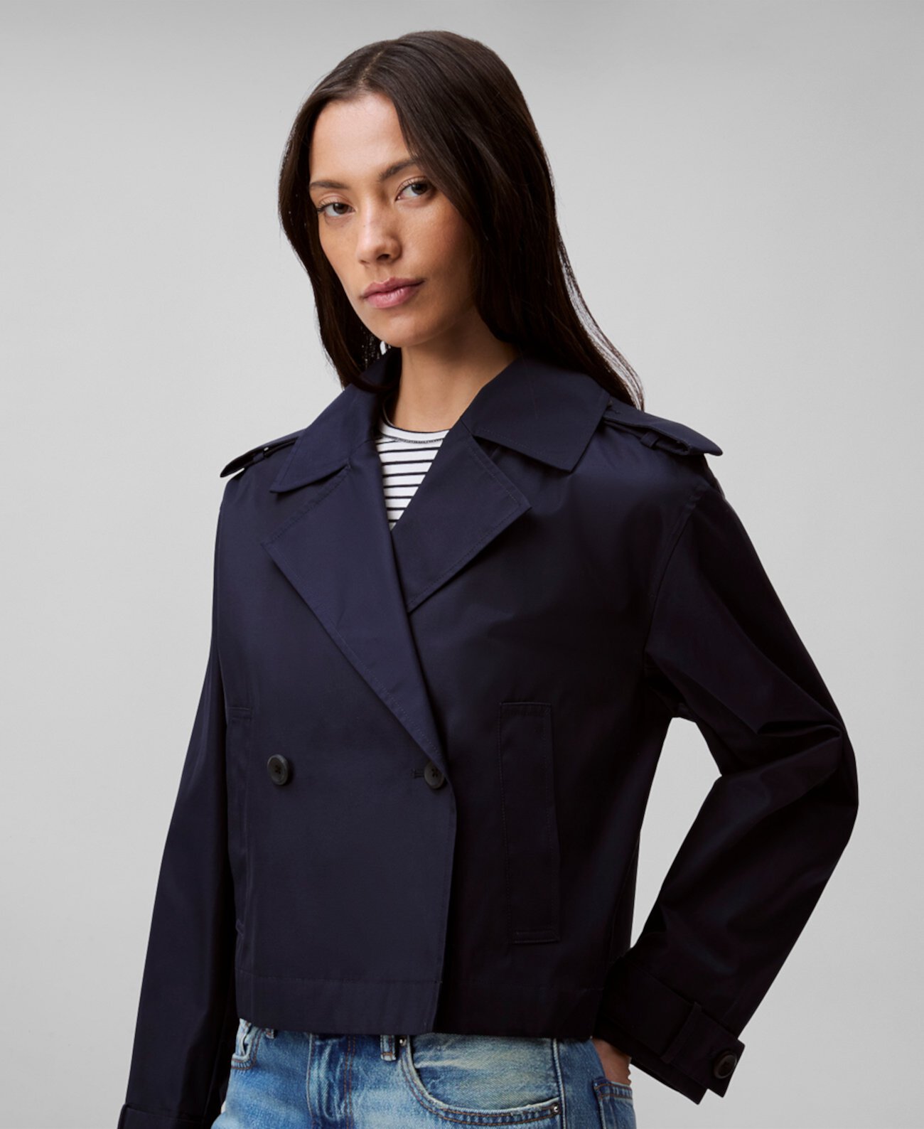 Women's Cropped Double-Breasted Trench Coat Calvin Klein