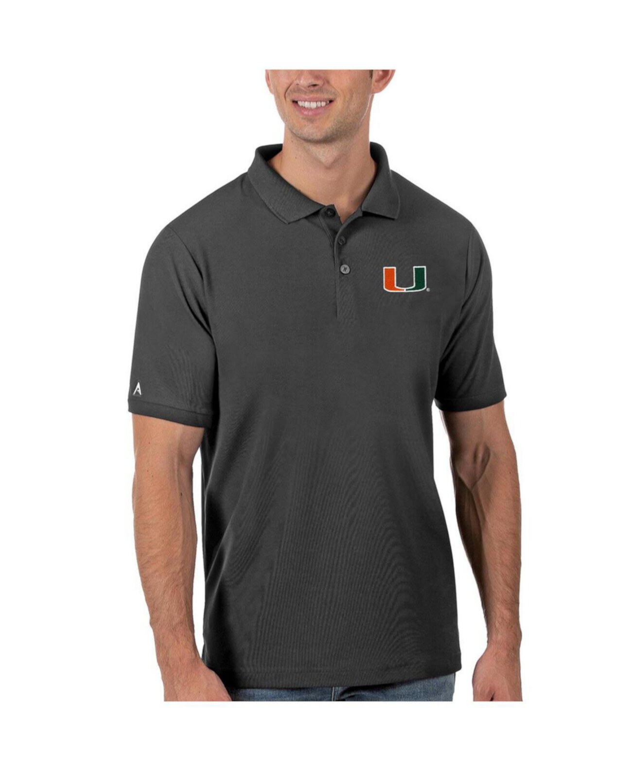 Men's Anthracite Miami Hurricanes Legacy Pique Polo Antigua