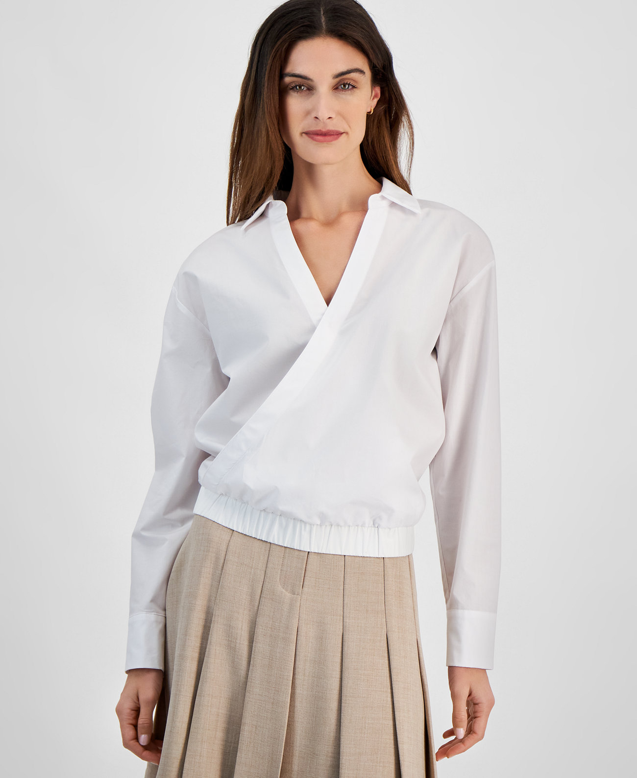 Women's Cotton Faux-Wrap Top Tahari by ASL