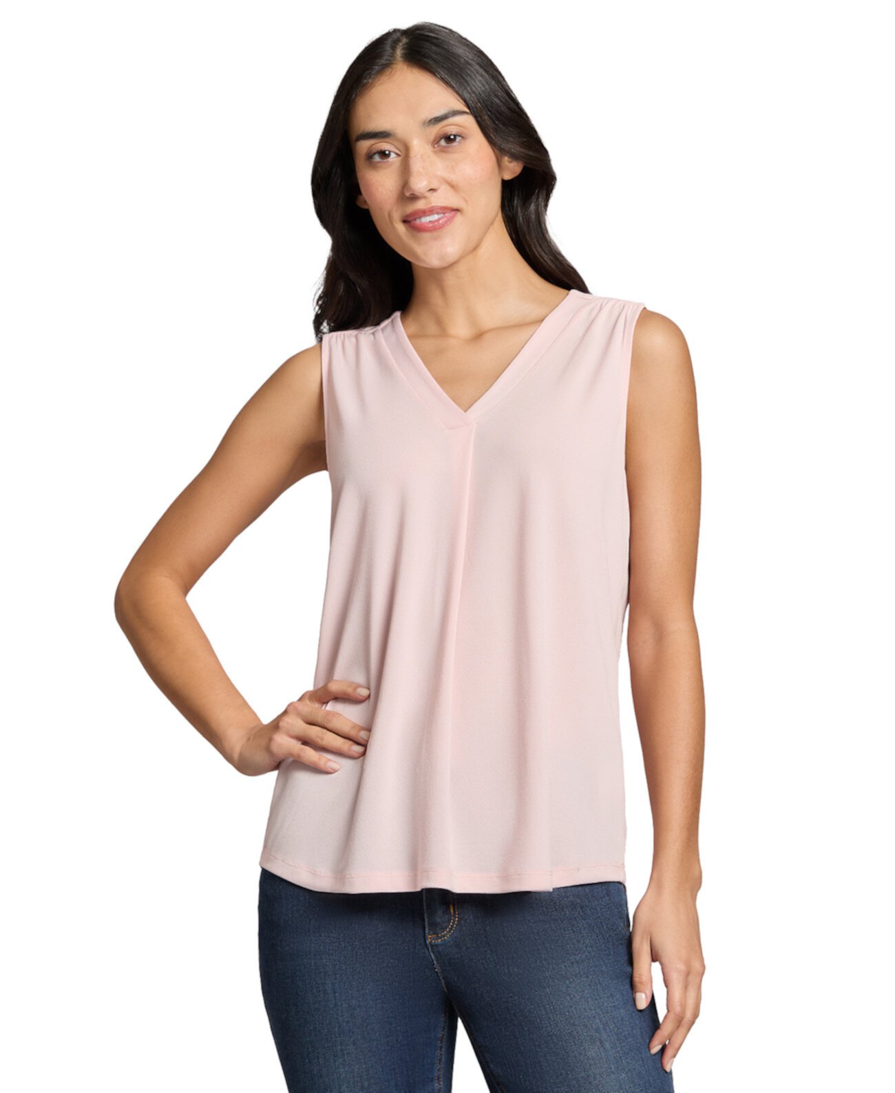 Women's Pleated V-Neck Top Jones New York