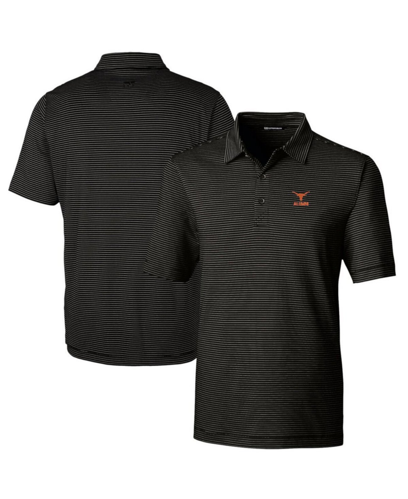 Men's Black Texas Longhorns Alumni Logo Forge Pencil Stripe Stretch DryTec Polo Cutter & Buck