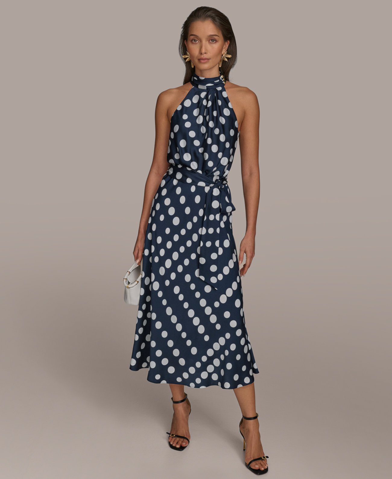 Women's Polka Dot High-Neck Dress Donna Karan New York