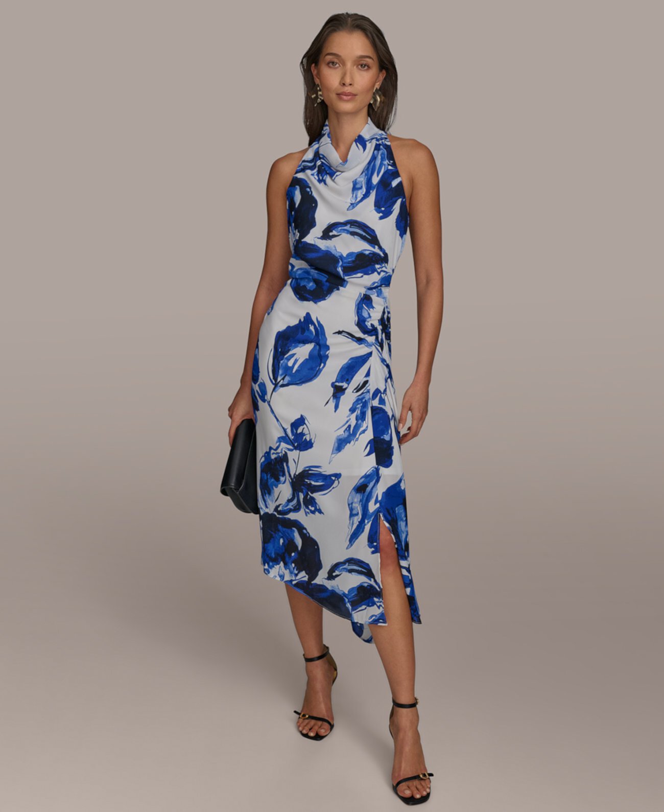 Women's Printed Mock-Neck Sleeveless Dress Donna Karan New York