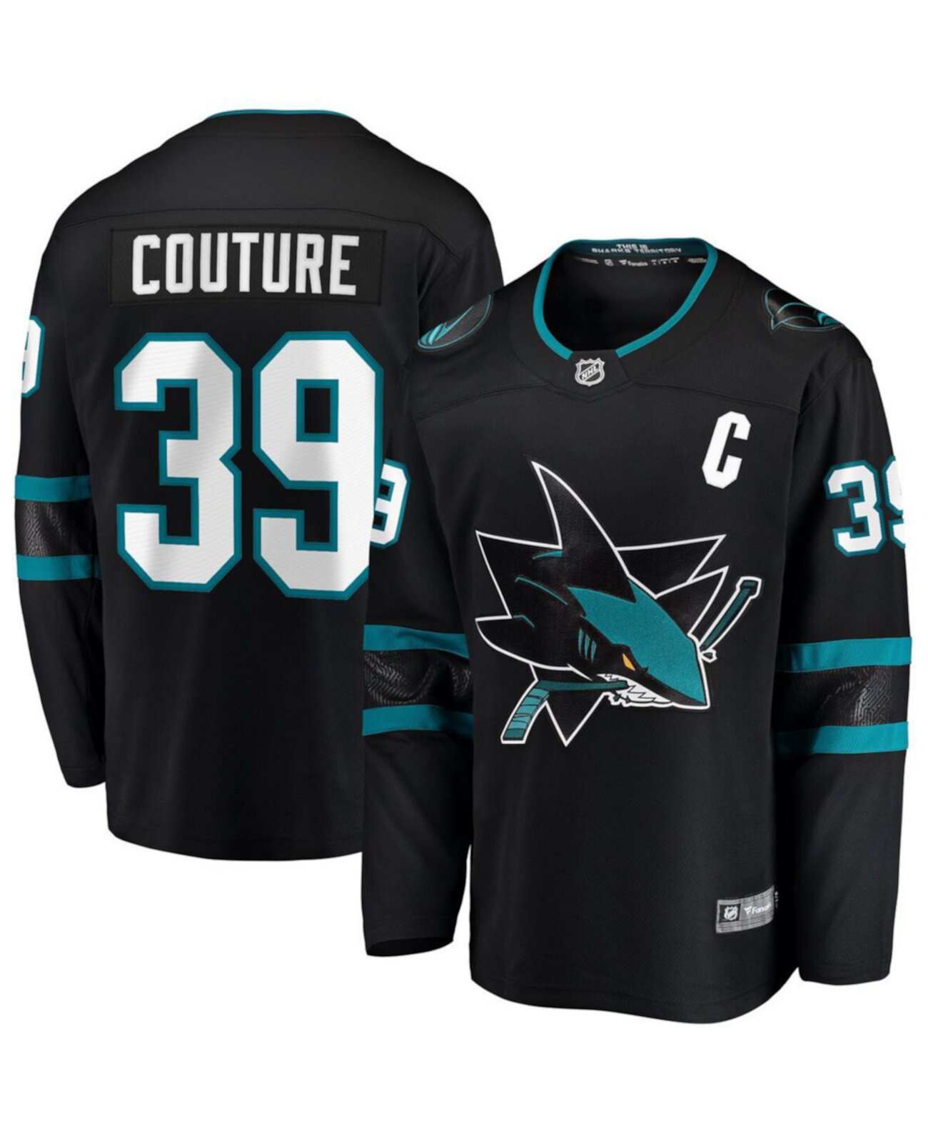 Men's Logan Couture Black San Jose Sharks Alternate Premier Breakaway Player Captain Jersey Fanatics