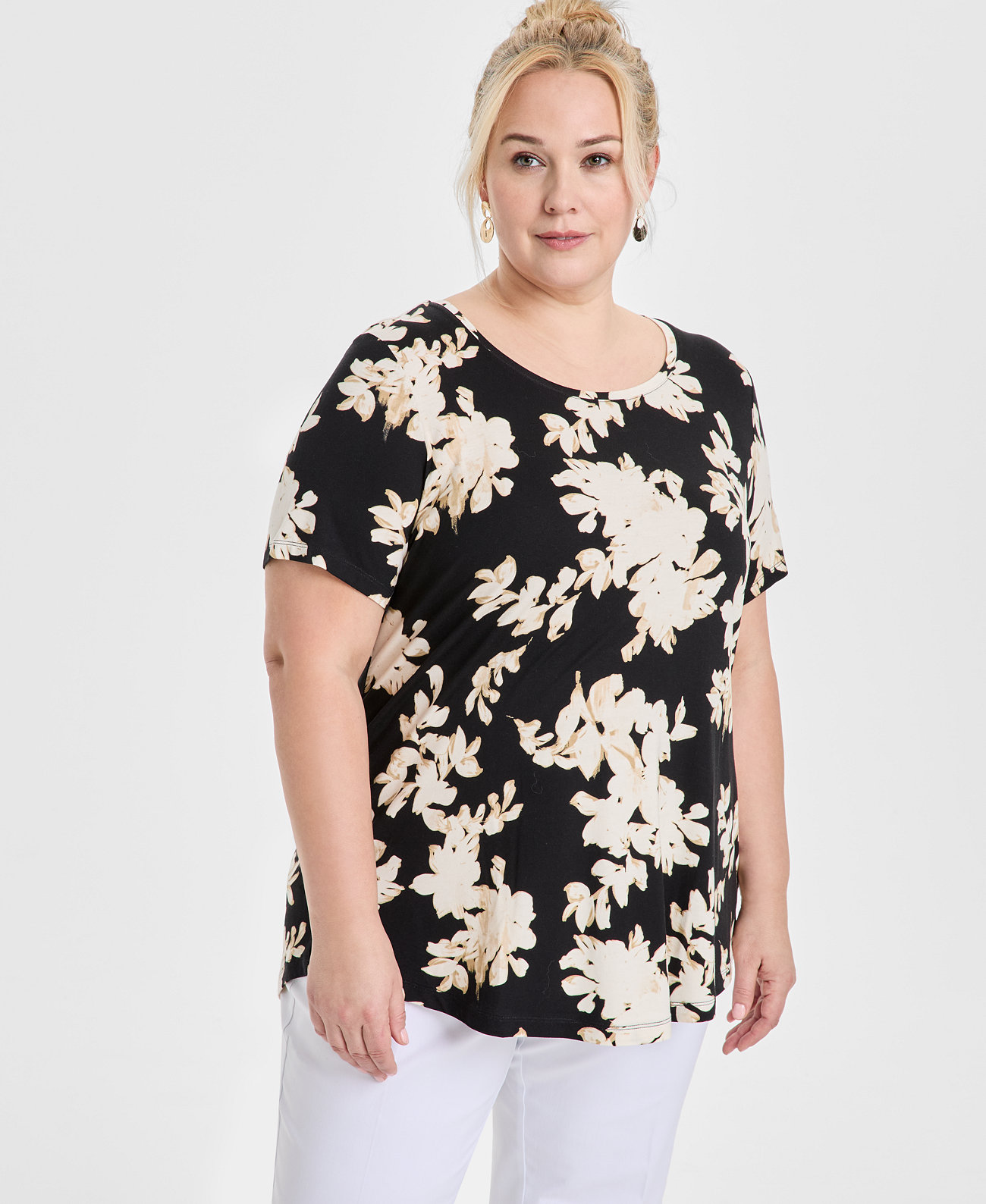 Plus Size  Scoop-Neck Short-Sleeve Top, Exclusively at Macy's J&M Collection