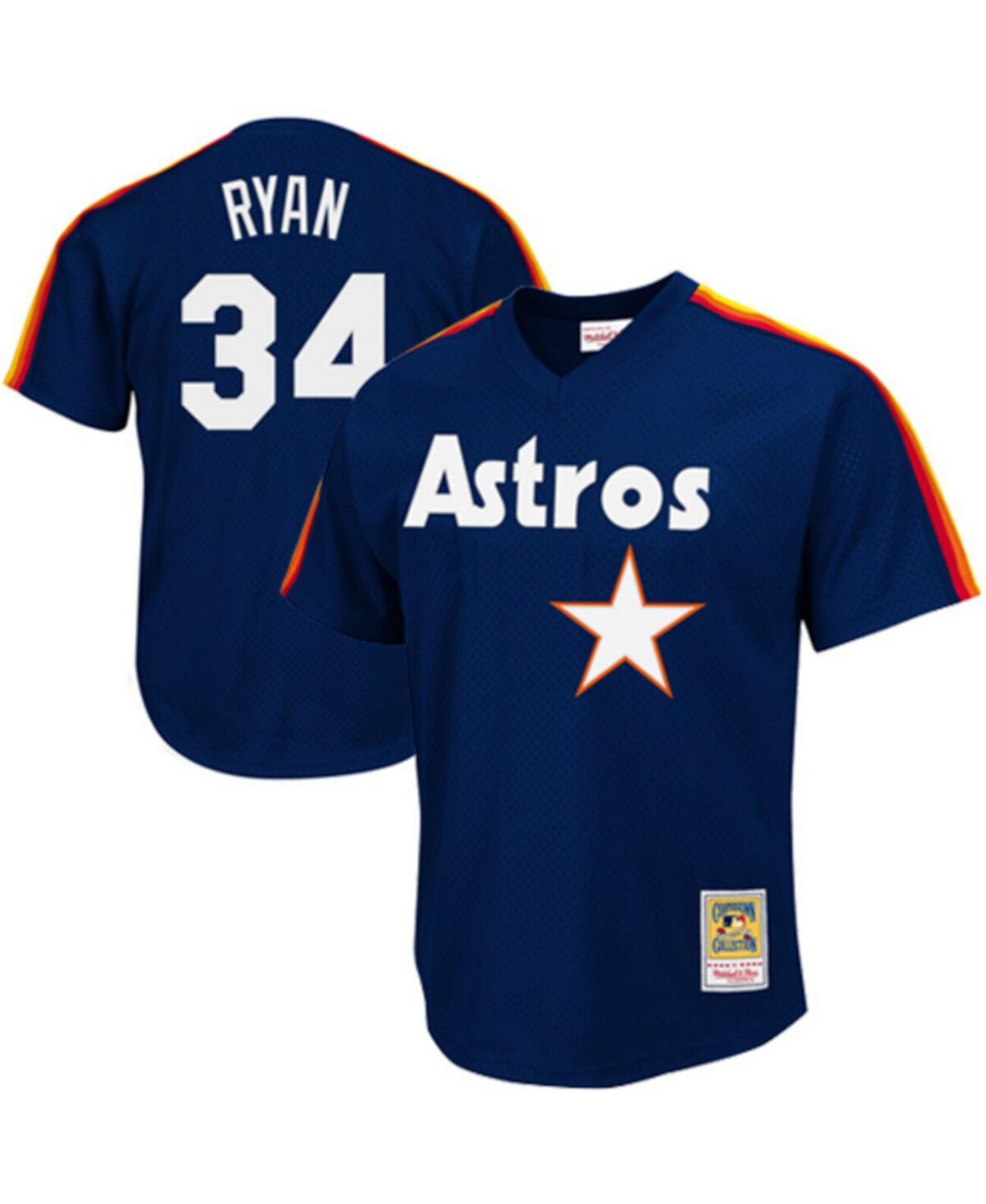 Men's Nolan Ryan Navy Houston Astros 1988 Authentic Cooperstown Collection Mesh Batting Practice Jersey Mitchell & Ness