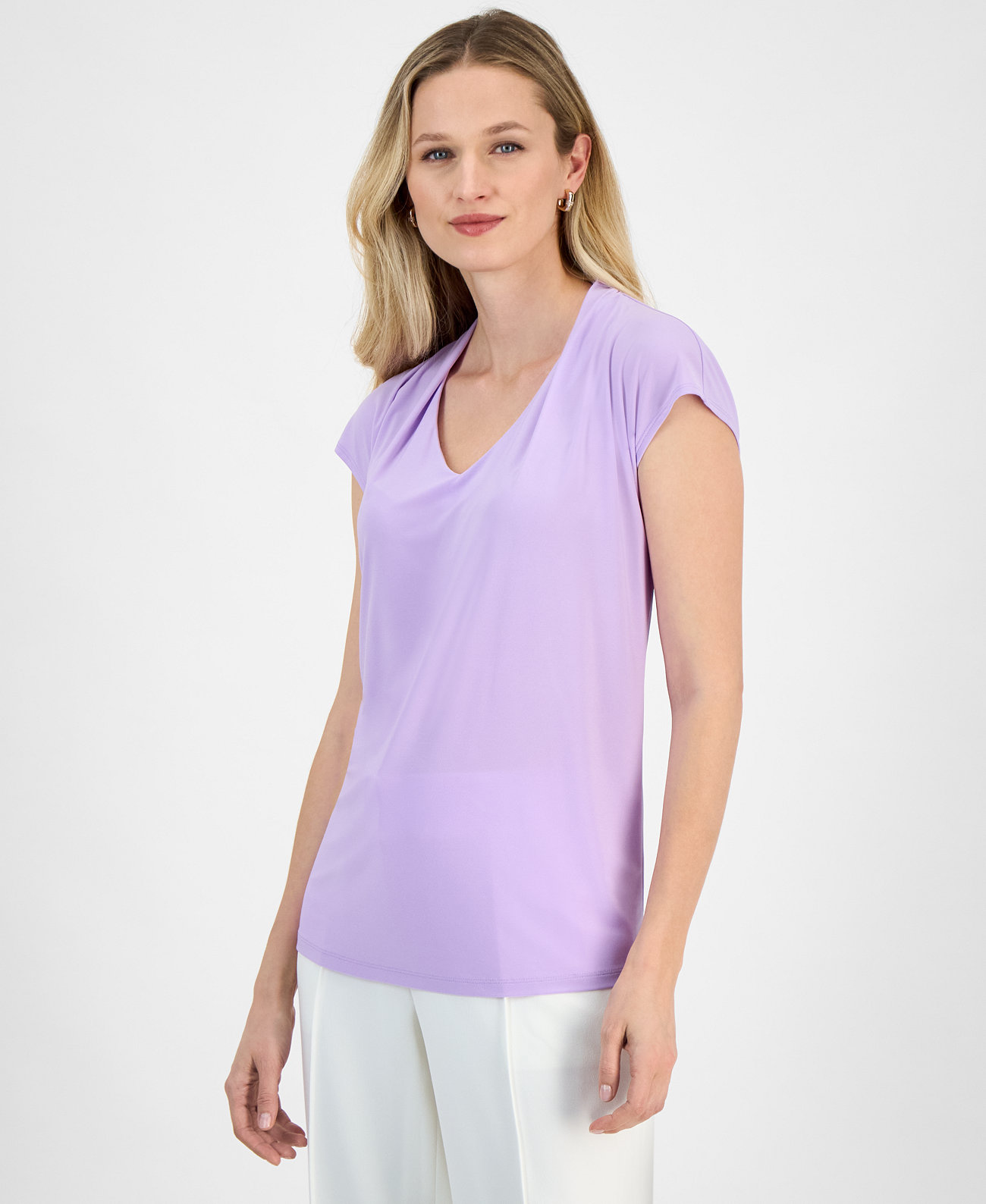 Women's V-Neck Cap-Sleeve Top Kasper