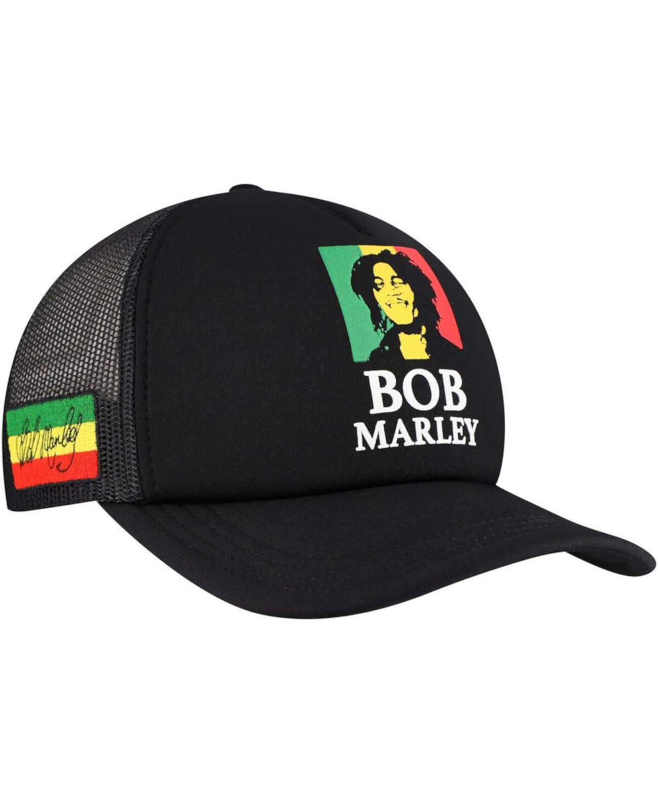 Men's Black Bob Marley Trucker Adjustable Hat Lids