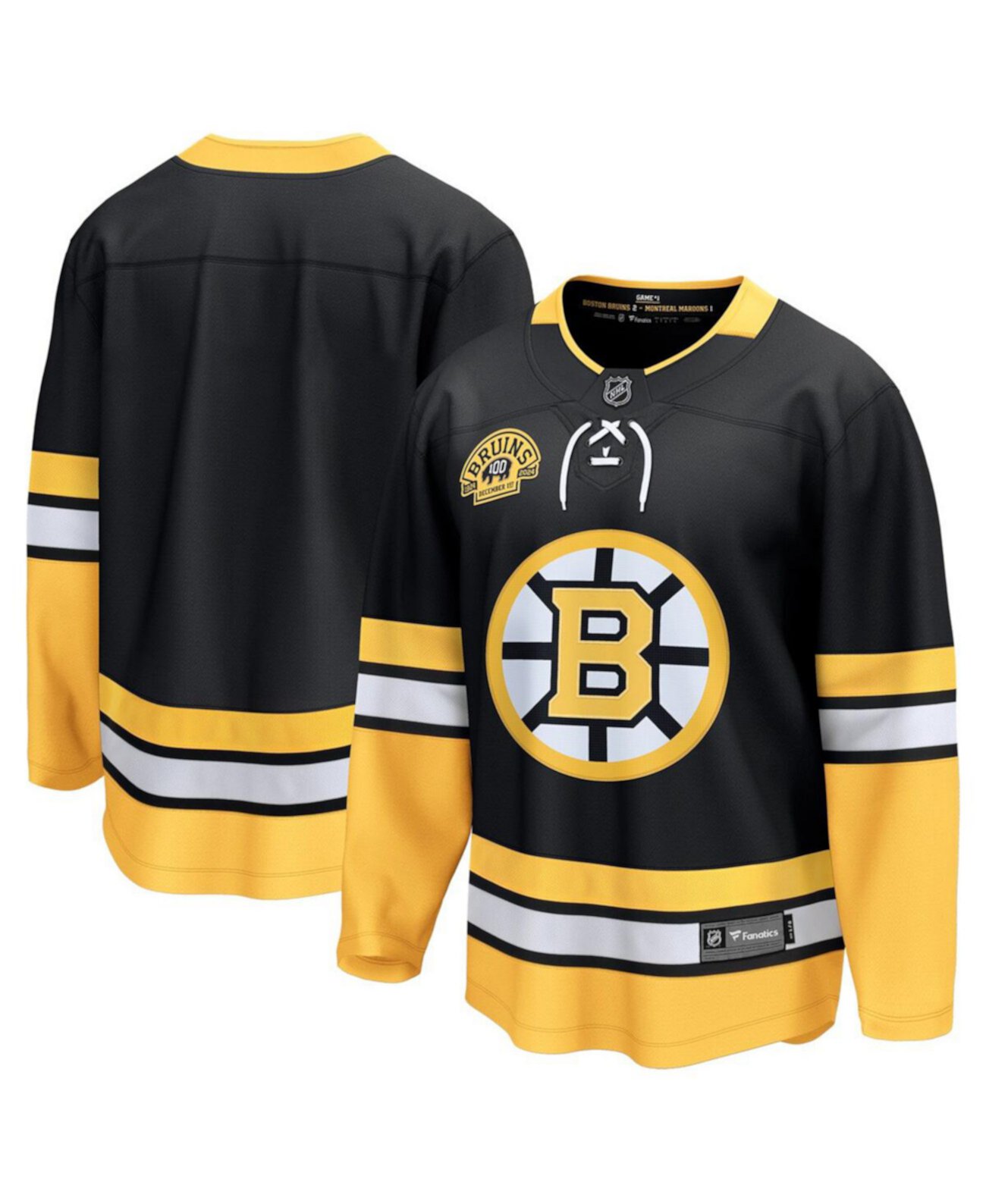 Men's Black Boston Bruins 100th Anniversary Premier Breakaway Jersey Fanatics