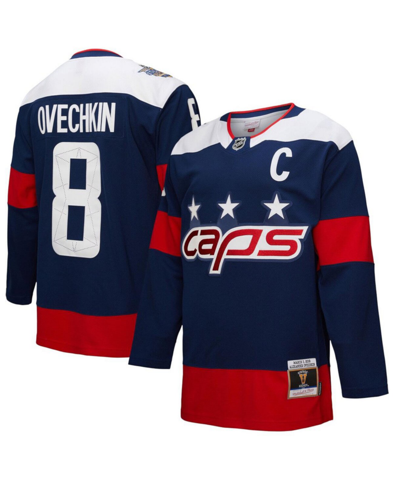 Men's Alexander Ovechkin Navy Washington Capitals Power Play Jersey Mitchell & Ness