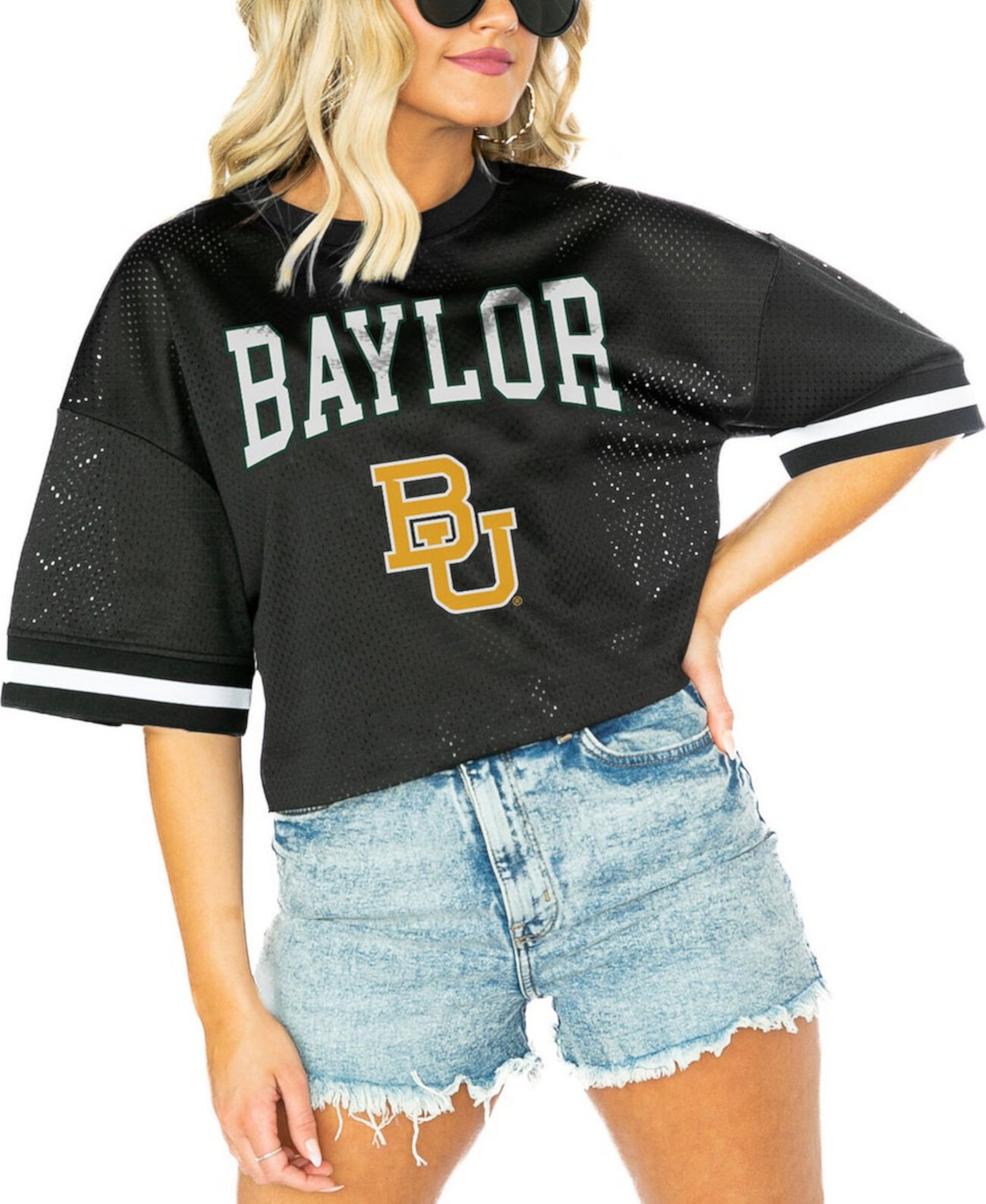 Women's Black Baylor Bears Game Face Fashion Jersey Gameday Couture