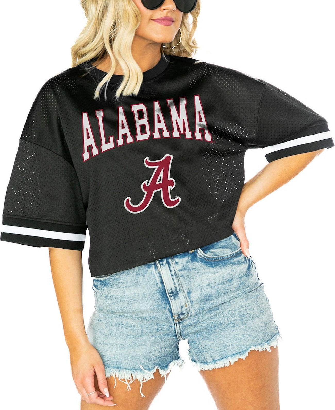 Women's Black Alabama Crimson Tide Game Face Fashion Jersey Gameday Couture