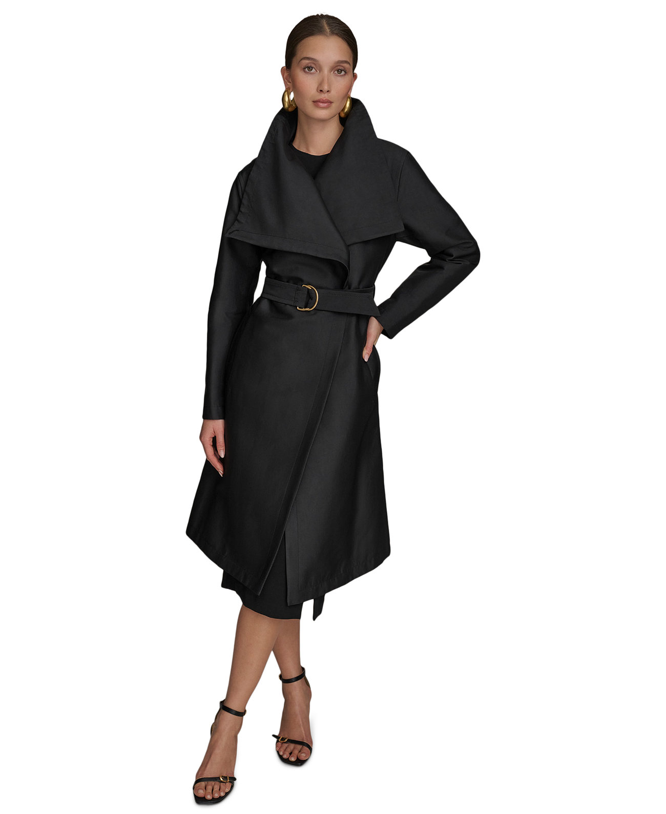 Women's Draped-Neck Trench Coat Donna Karan New York