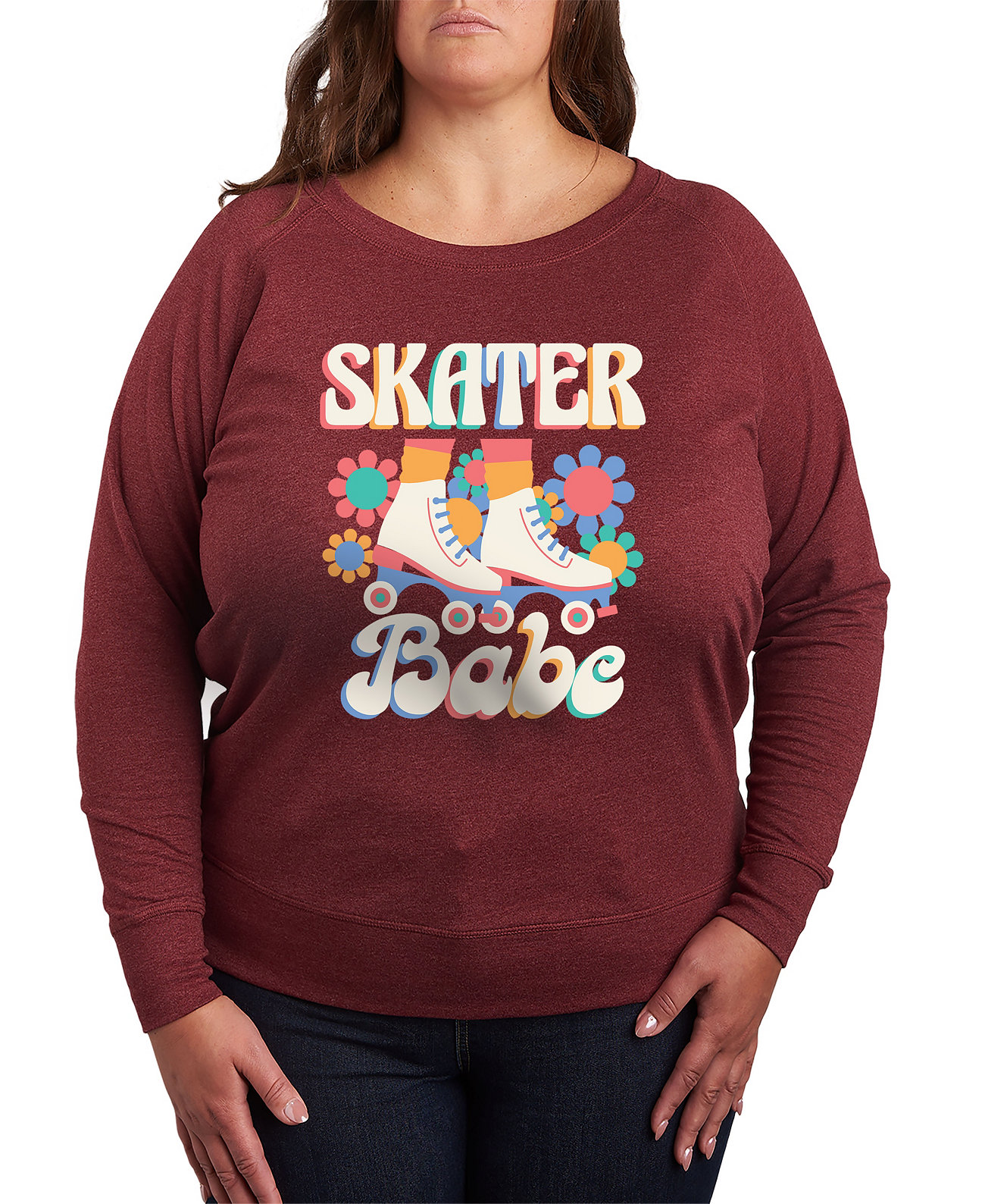 Plus Size Skater Babe Graphic Crew Neck Top Hybrid Apparel