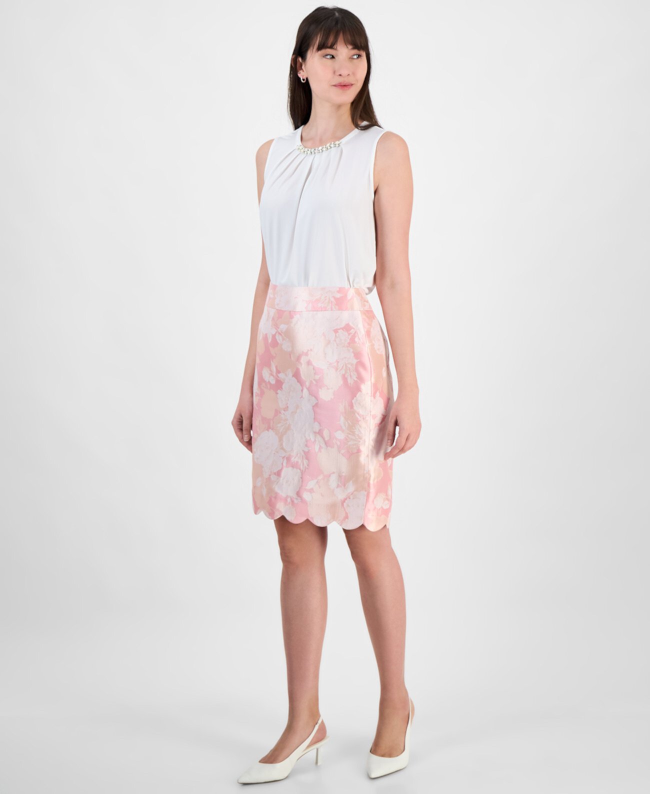 Women's Floral-Print Scalloped-Edge Pencil Skirt, Regular and Petite Sizes Kasper