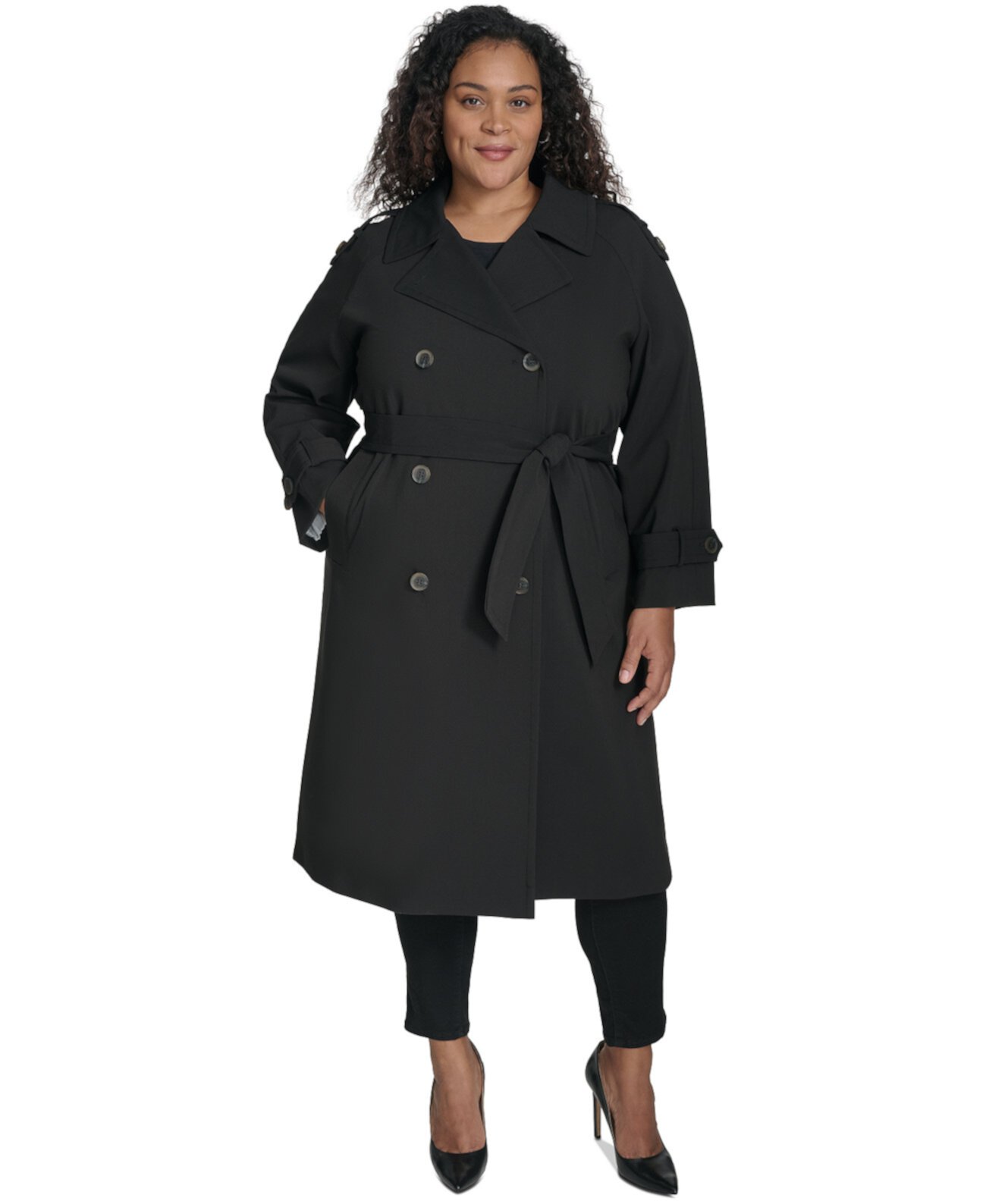 Plus Size Leopard-Print Trench Coat DKNY