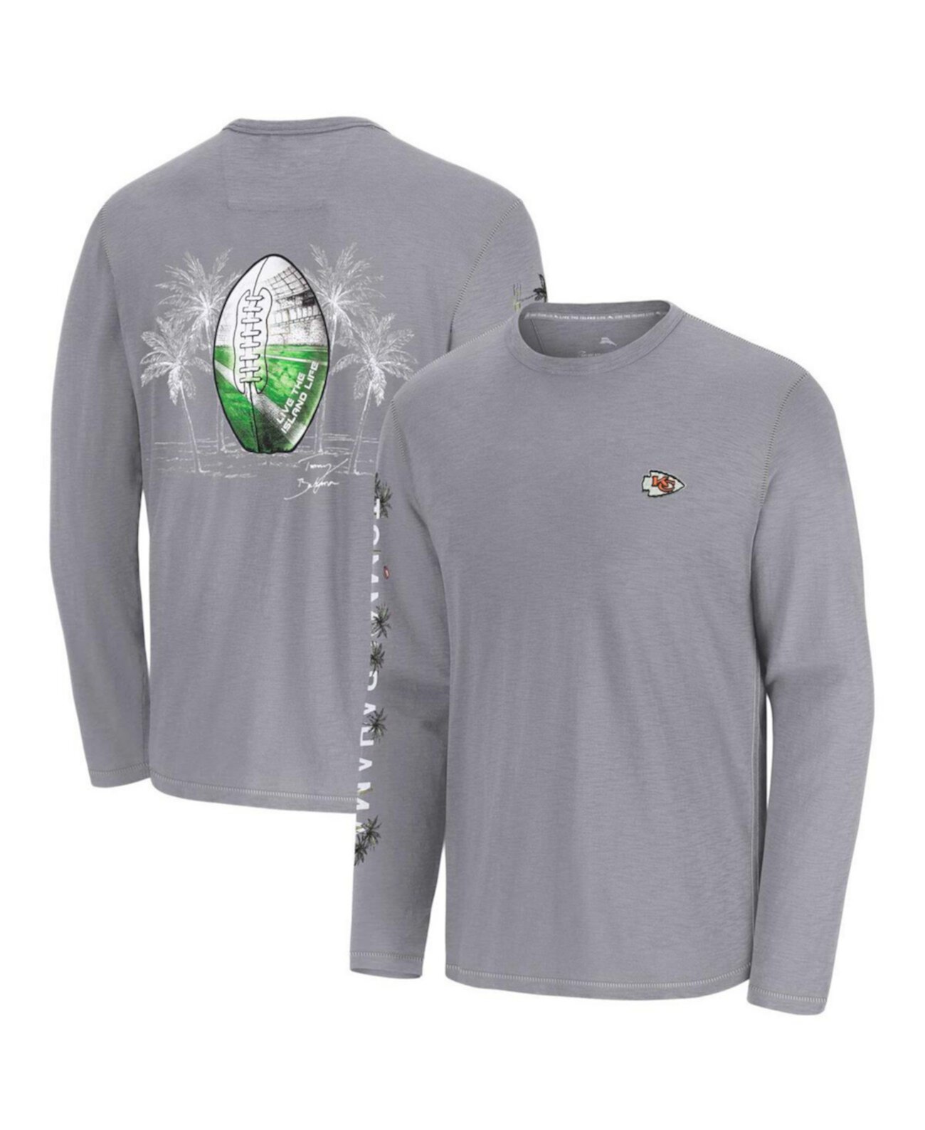 Men's Gray Kansas City Chiefs Oasis End Zone Lux Long Sleeve T-Shirt Tommy Bahama